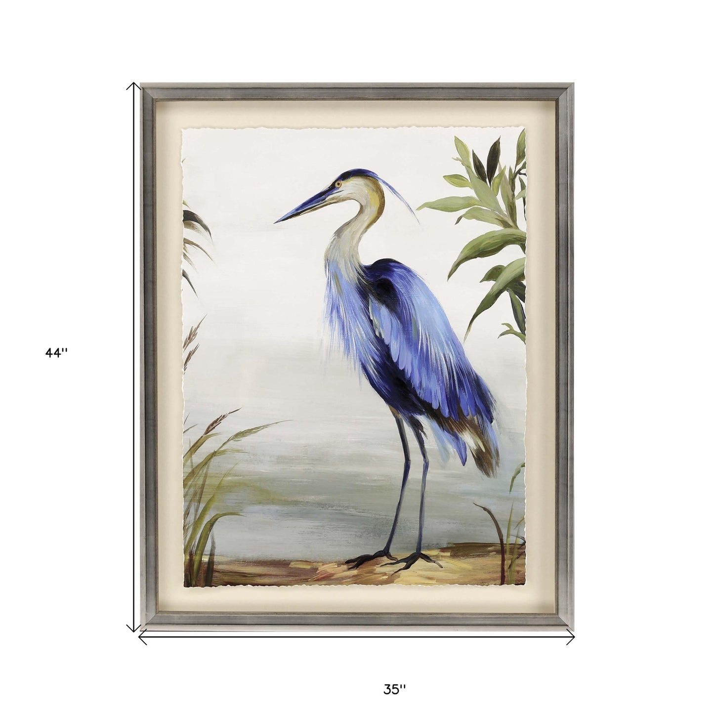 Blue Heron Framed Art Silver Picture Frame Print Wall Art