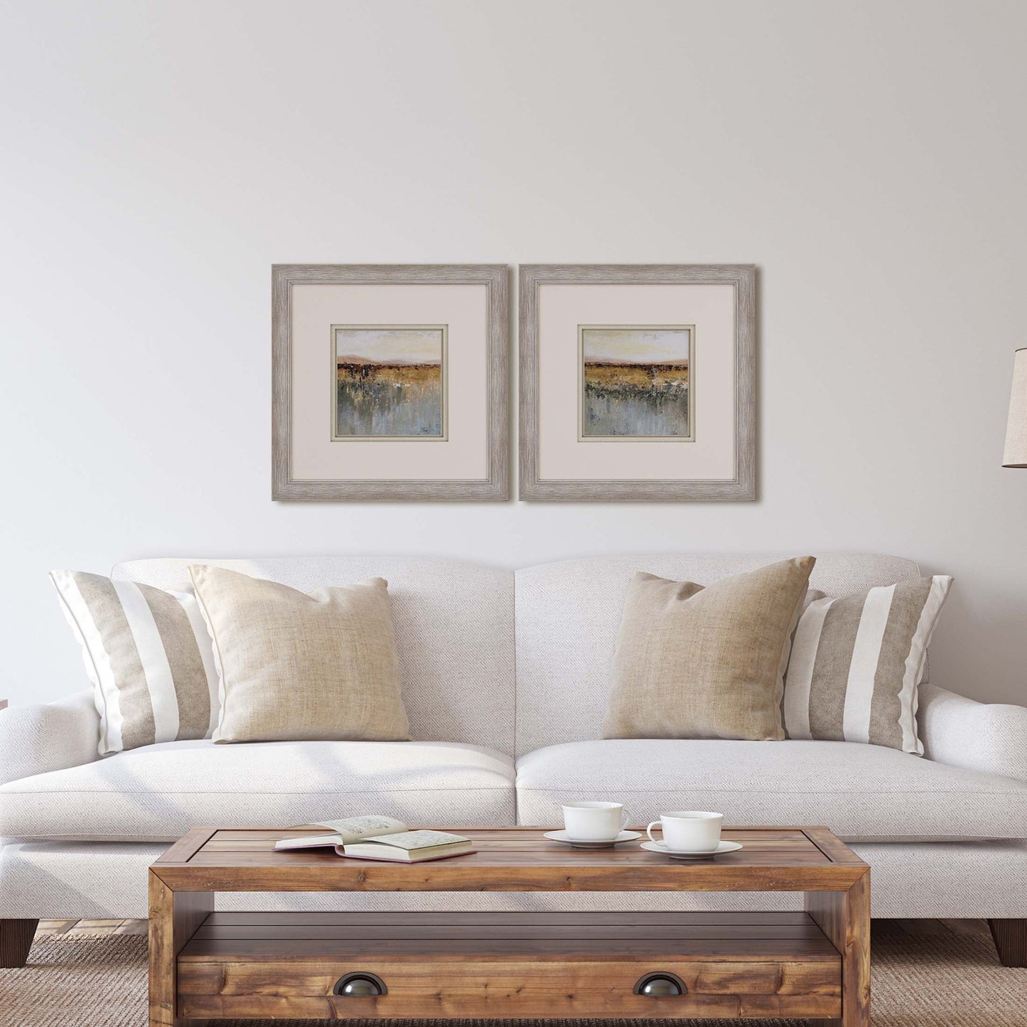 Set Of Two Antique Contemporary Set Of 2 Framed Art Silver Picture Frame Print Wall Art