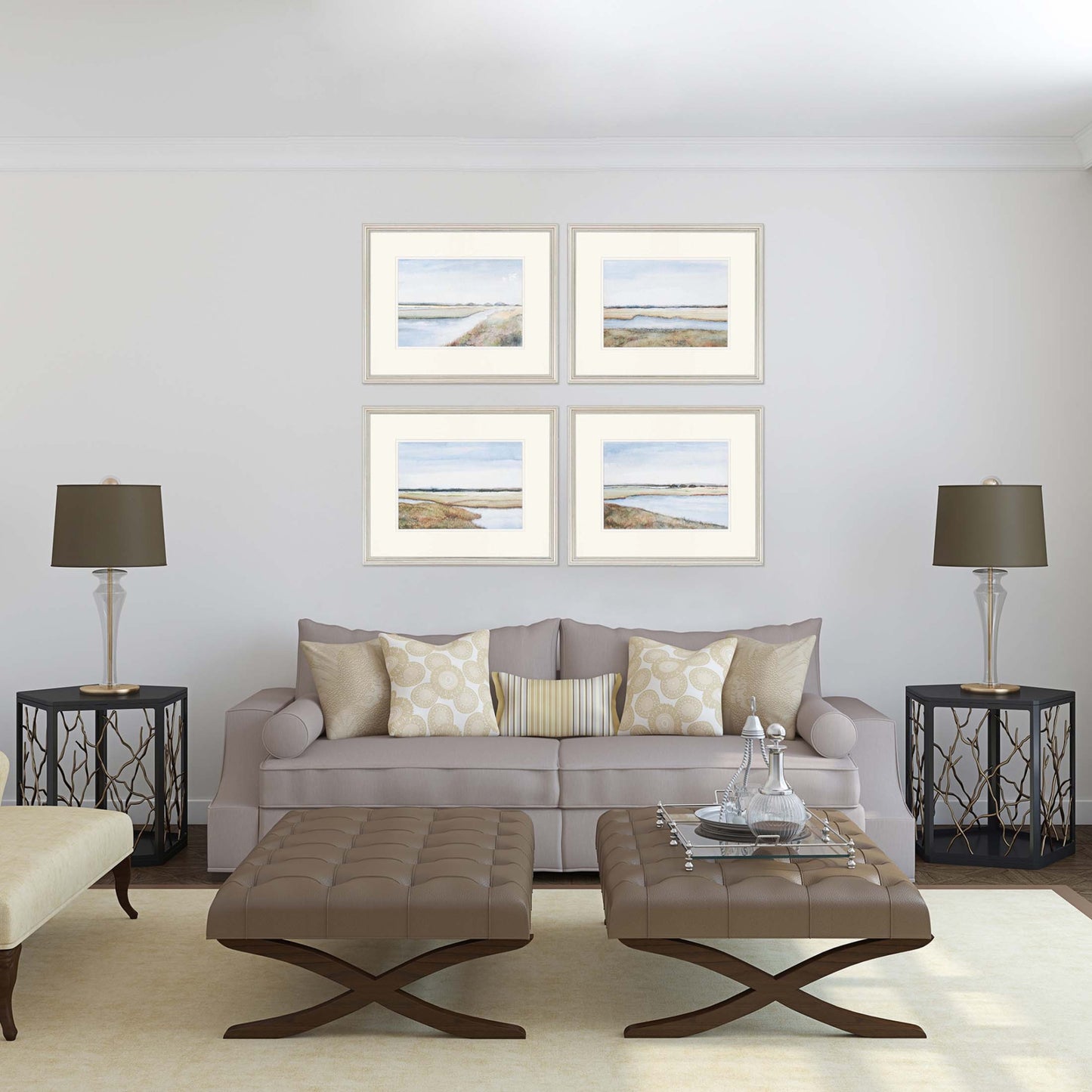 Set Of Four Silver Picture Frame Print Wall Art