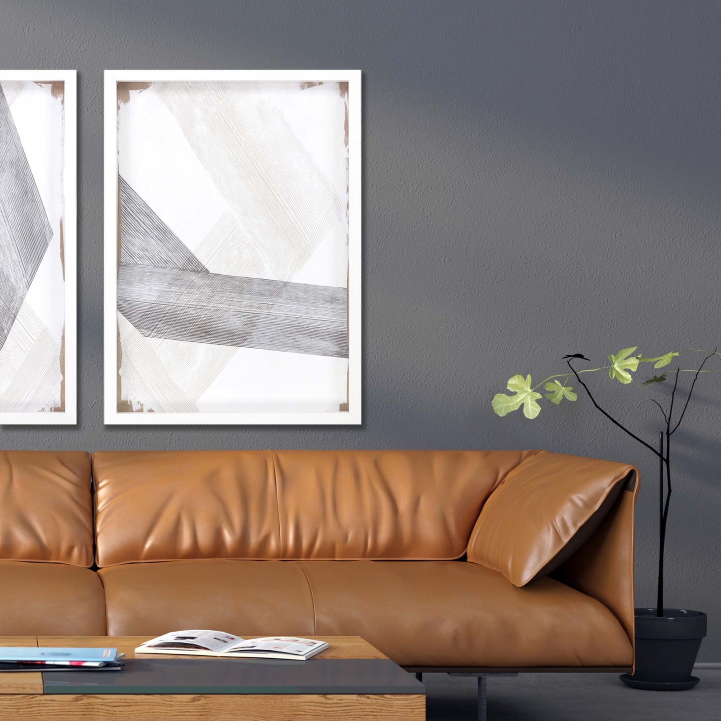 Chevron I Framed Art White Picture Frame Print Wall Art