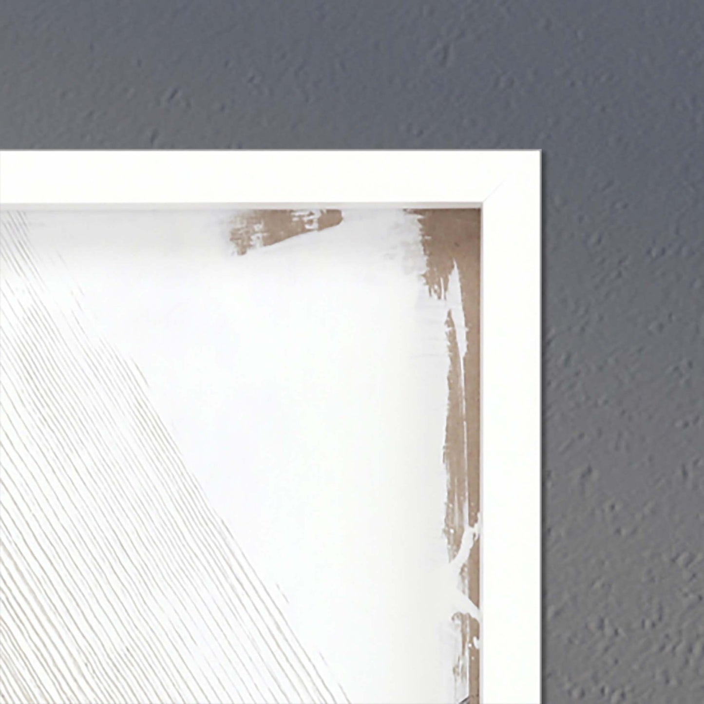 White and Gray Abstract Lines White Framed Wall Art