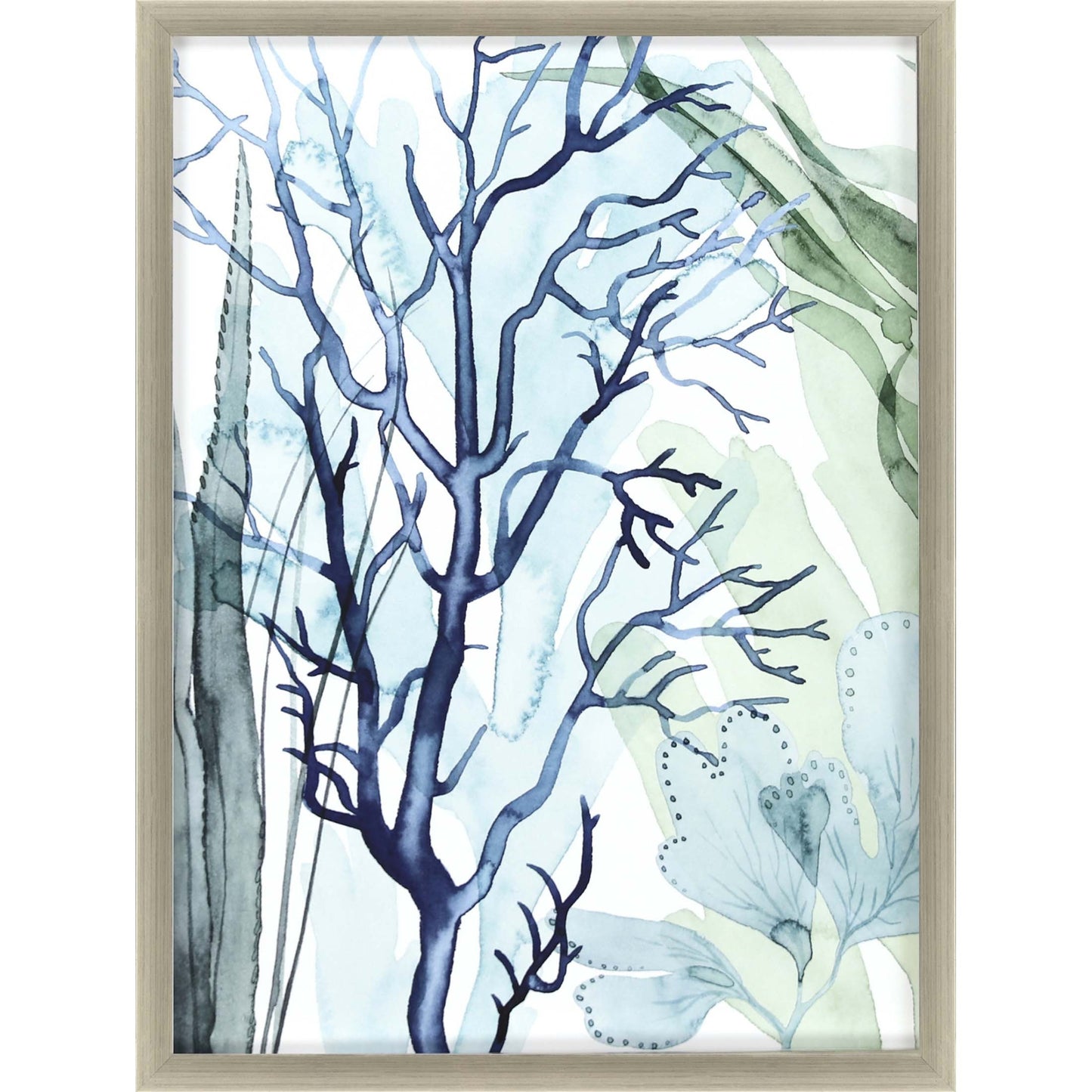 Sea Leaves I Framed Art Silver Picture Frame Print Wall Art