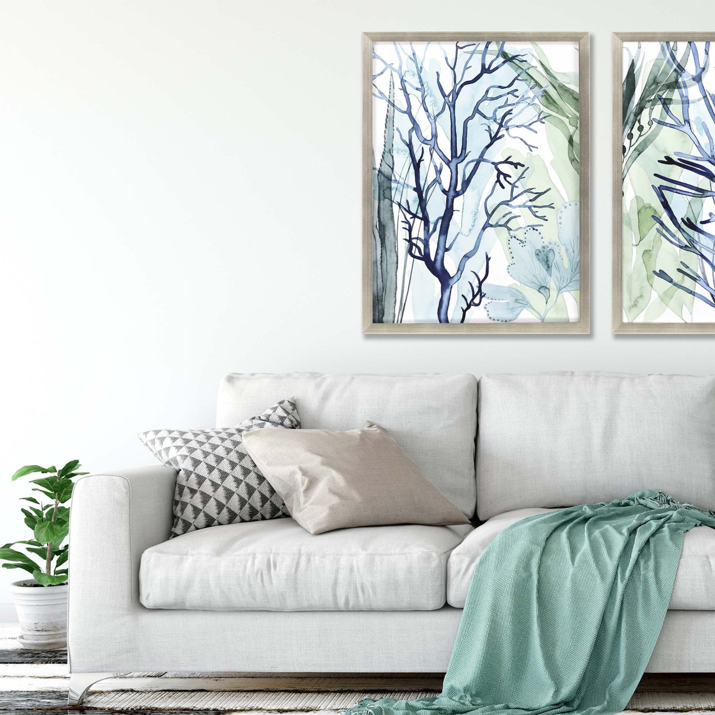 Sea Leaves I Framed Art Silver Picture Frame Print Wall Art
