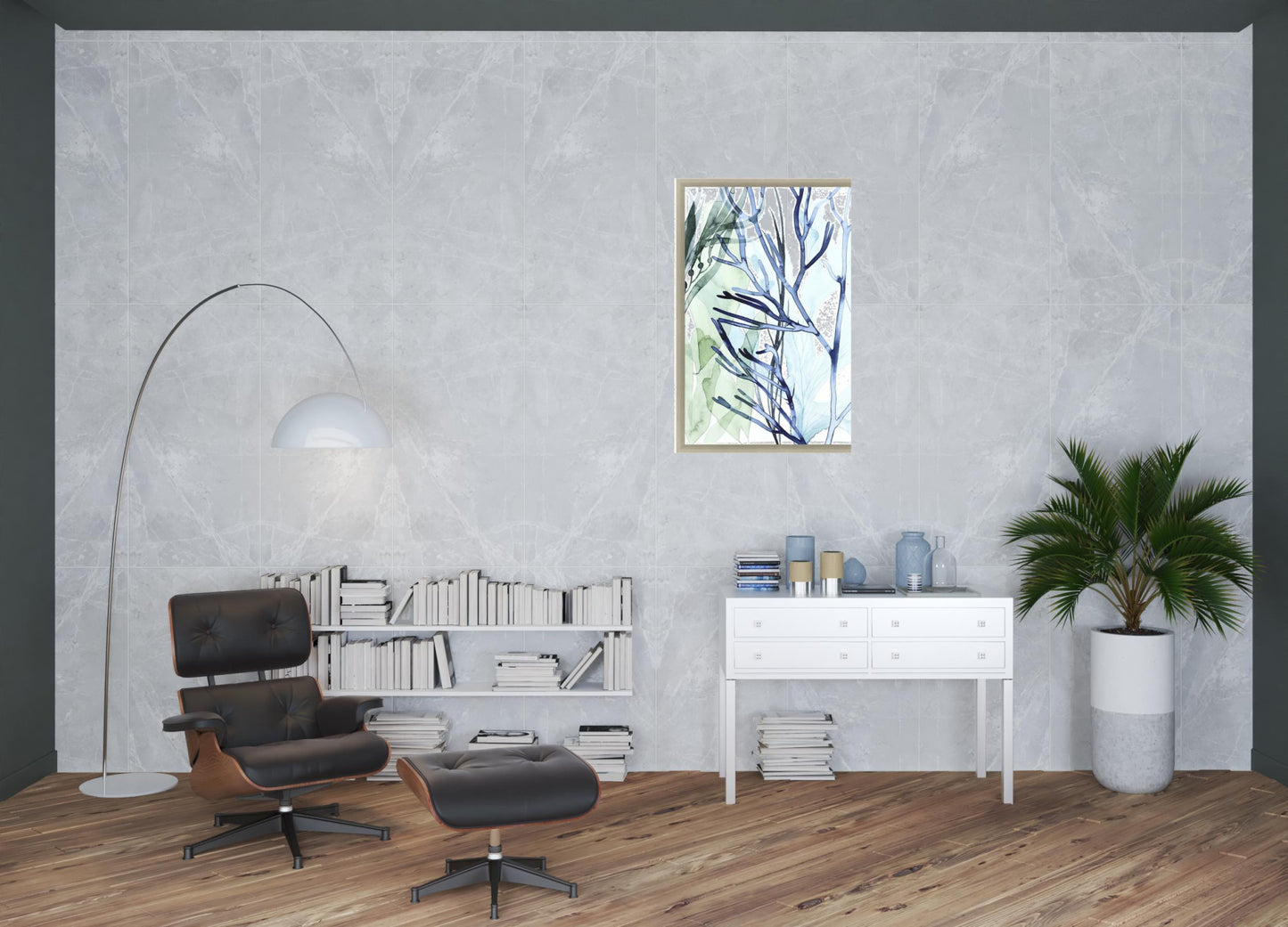 Sea Leaves Ii Framed Art Silver Picture Frame Print Wall Art