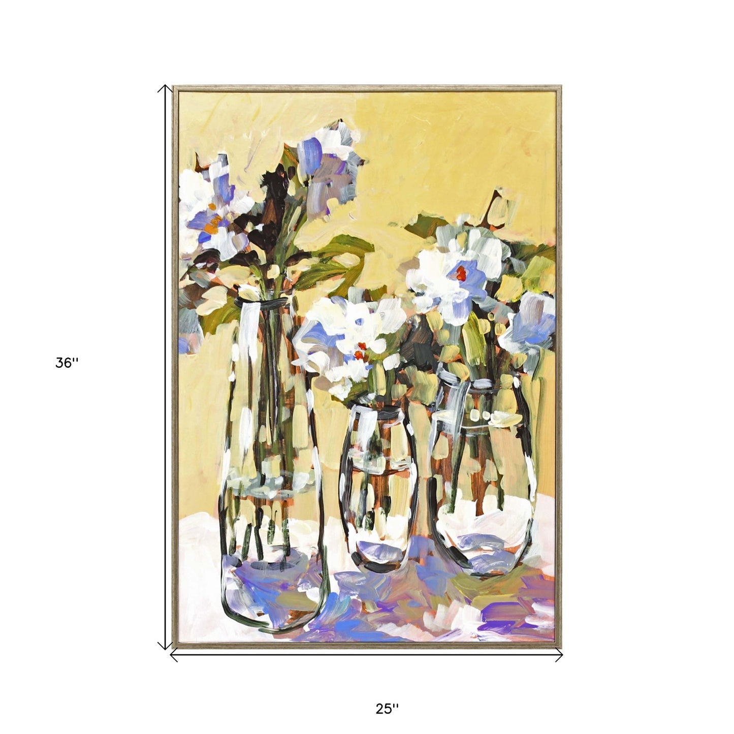 Three Flower Vases Framed Art Silver Picture Frame Print Wall Art