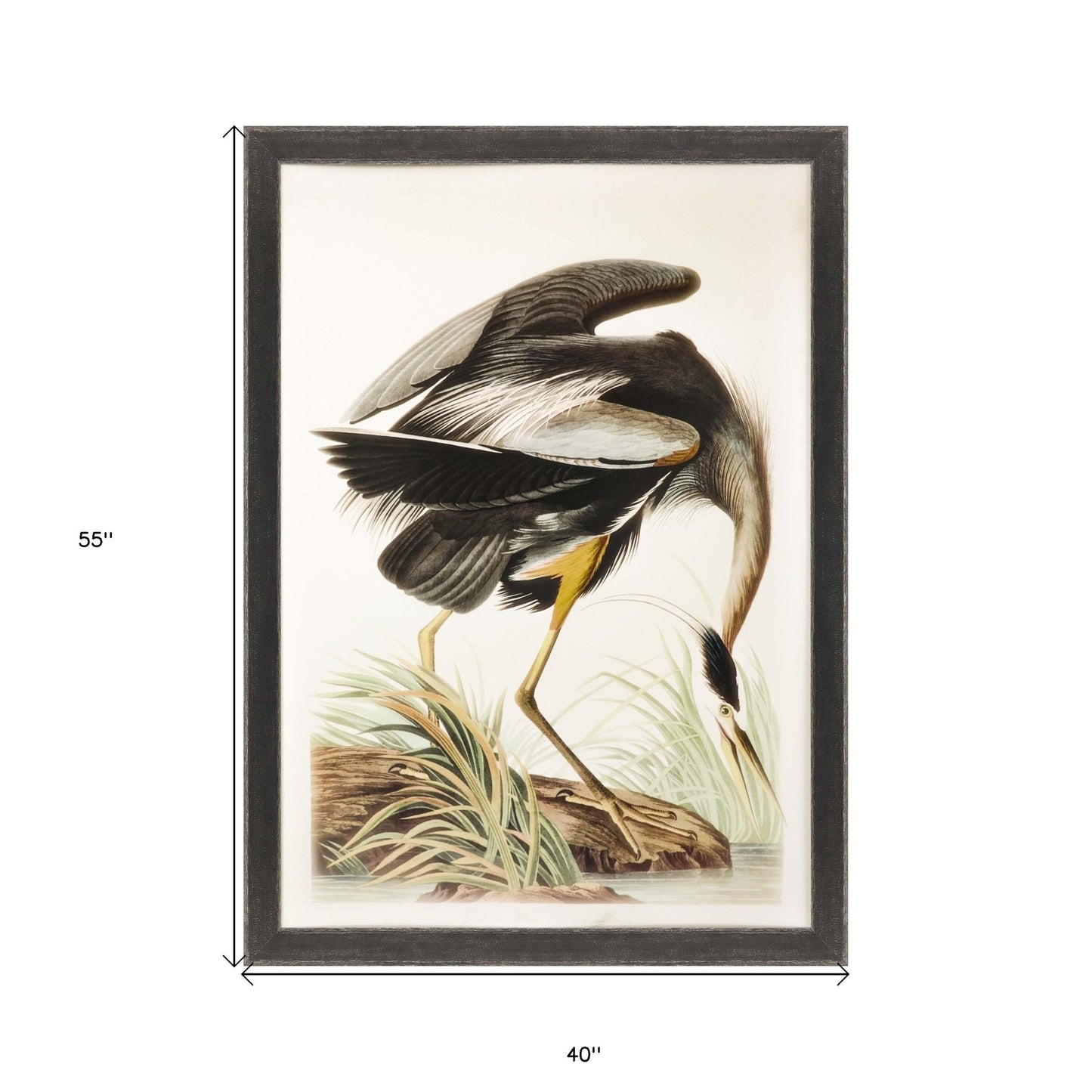 Great Blue Heron Framed Art Brown Picture Frame Print Wall Art