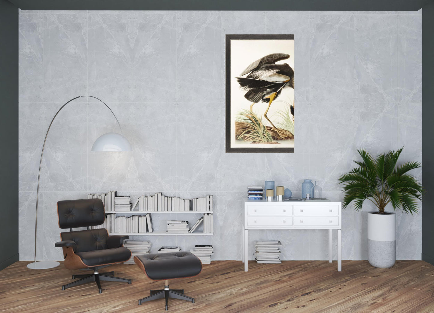 Great Blue Heron Framed Art Brown Picture Frame Print Wall Art