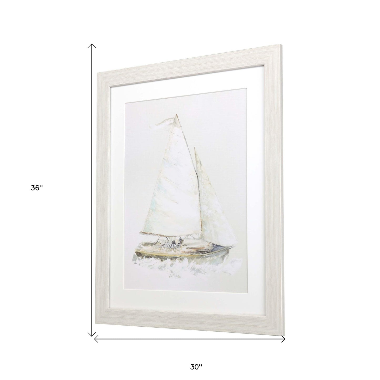 Quiet Sailboat I Framed Art White Picture Frame Print Wall Art