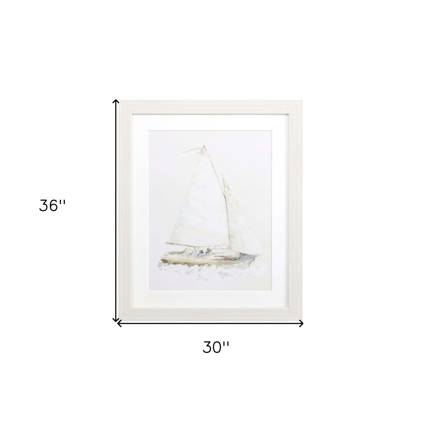 Quiet Sailboat I Framed Art White Picture Frame Print Wall Art