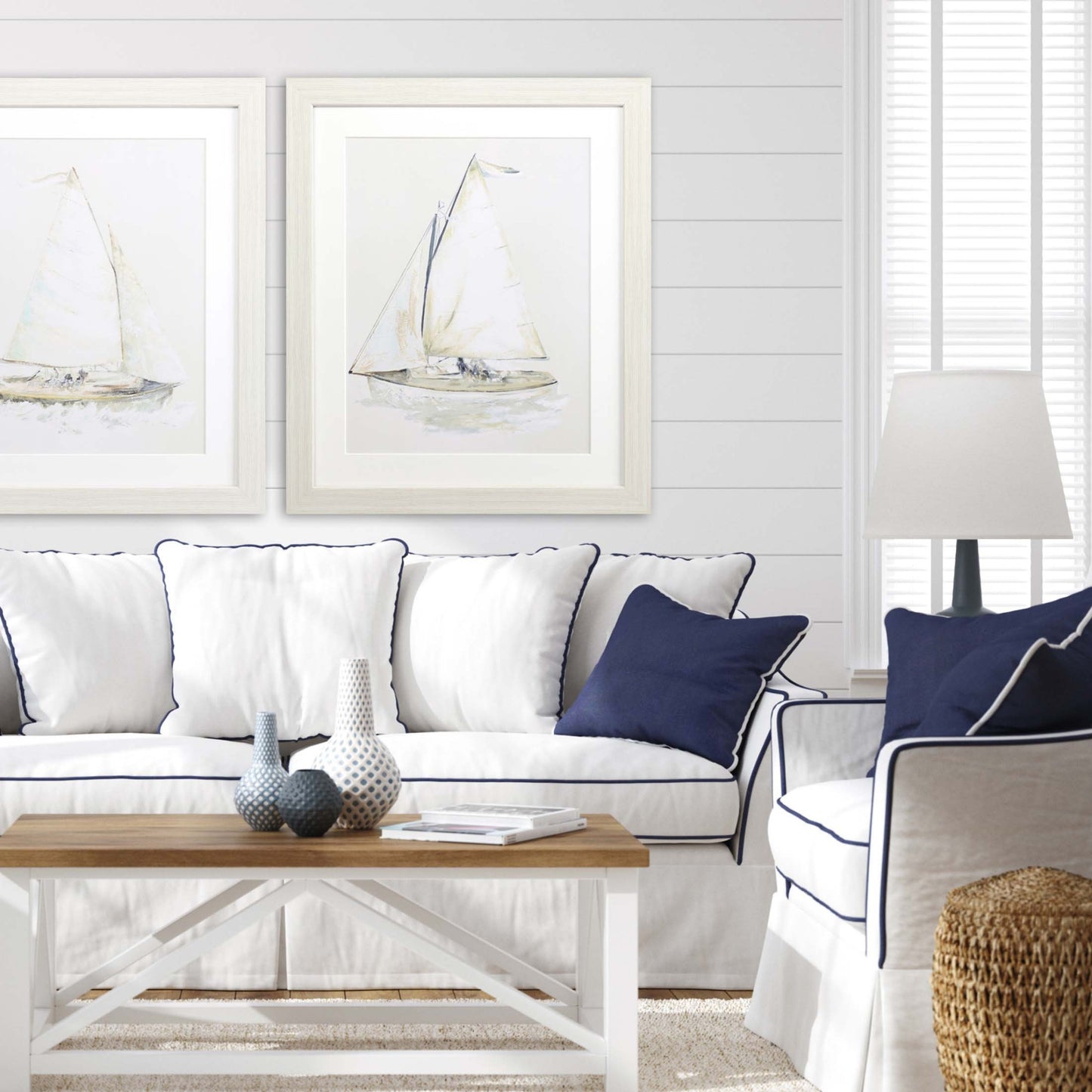 Quiet Sailboat Ii Framed Art White Picture Frame Print Wall Art