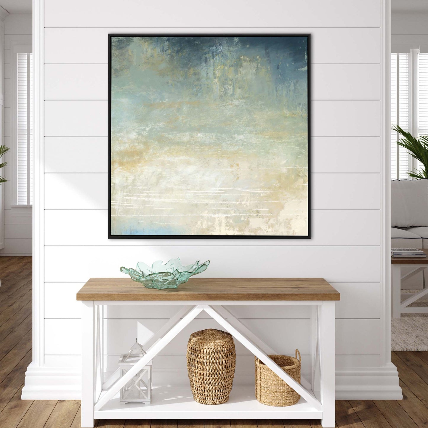 Water Music Canvas Black Floater Frame Print Wall Art