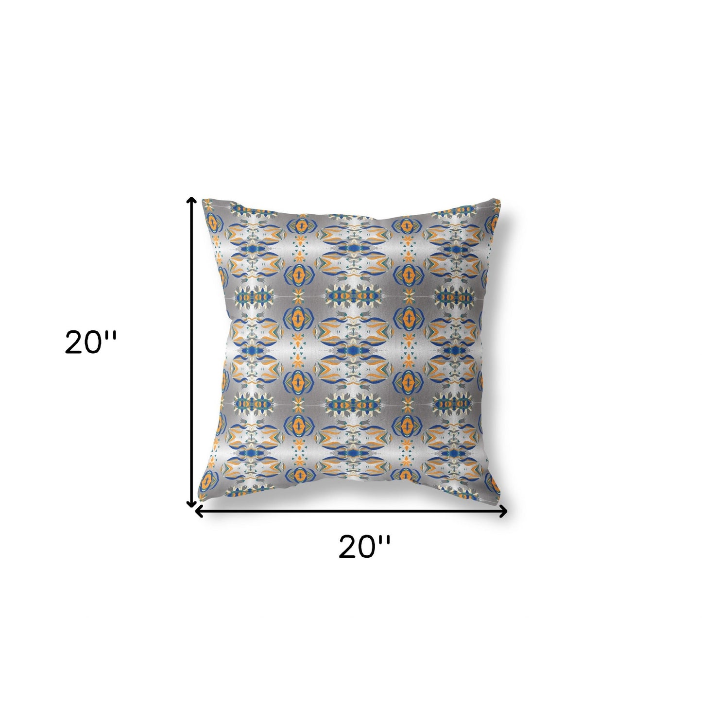 18" X 18" Gray And Orange Abstract Zippered Suede Throw Pillow