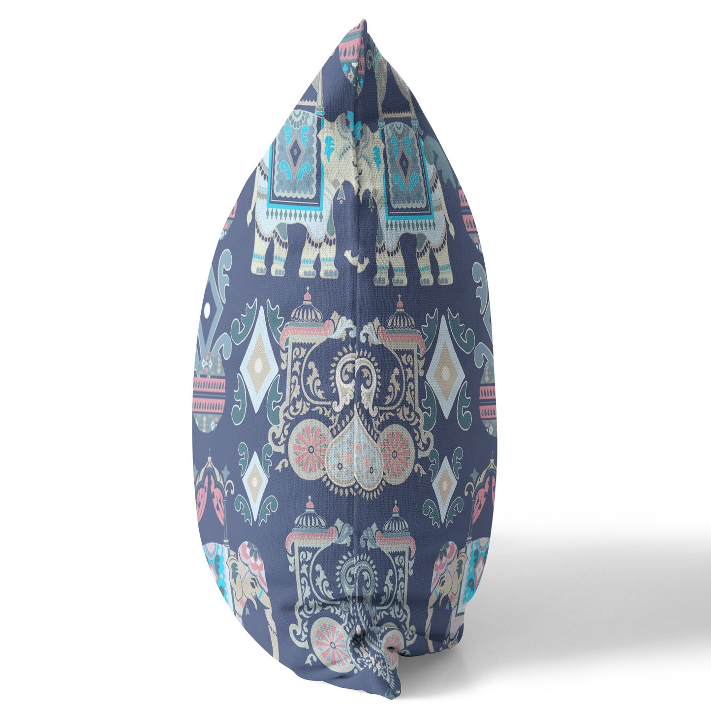 18" X 18" Blue And Gray Paisley Blown Seam Suede Throw Pillow
