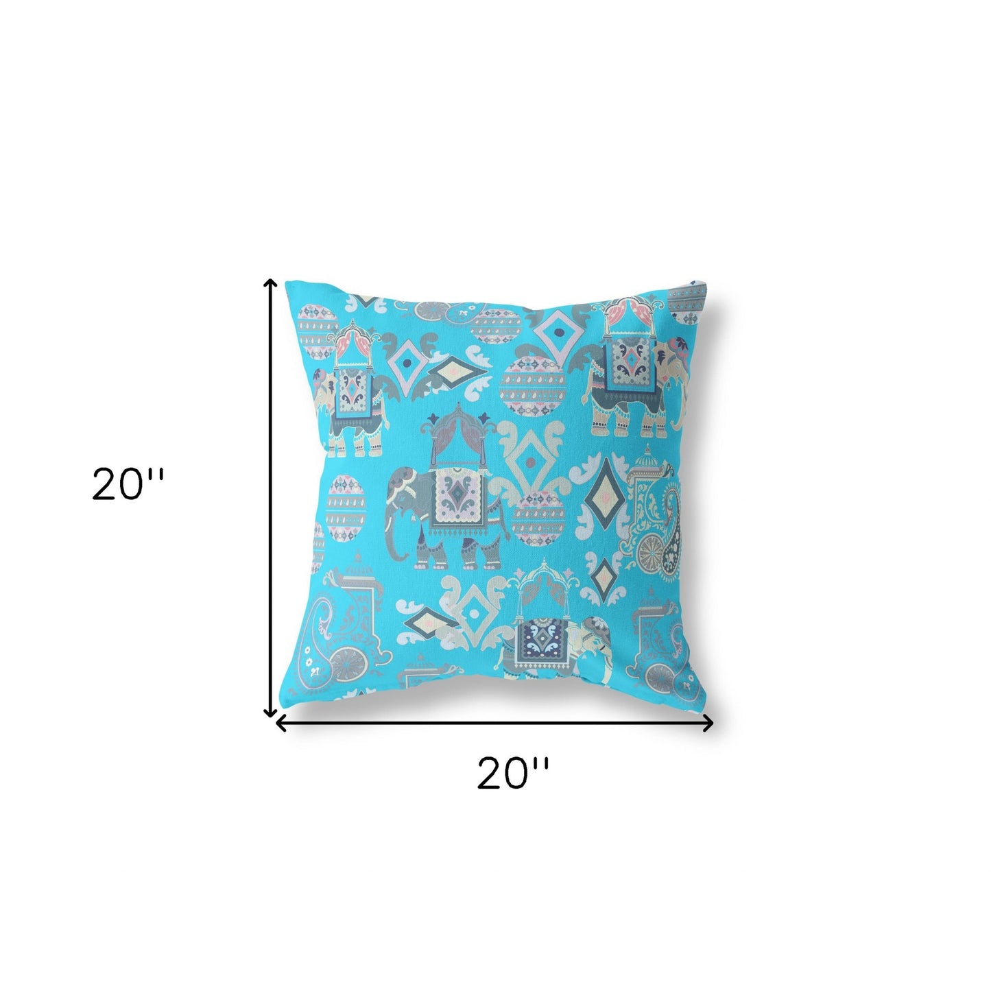 18" X 18" Bright Blue And Gray Paisley Blown Seam Suede Throw Pillow