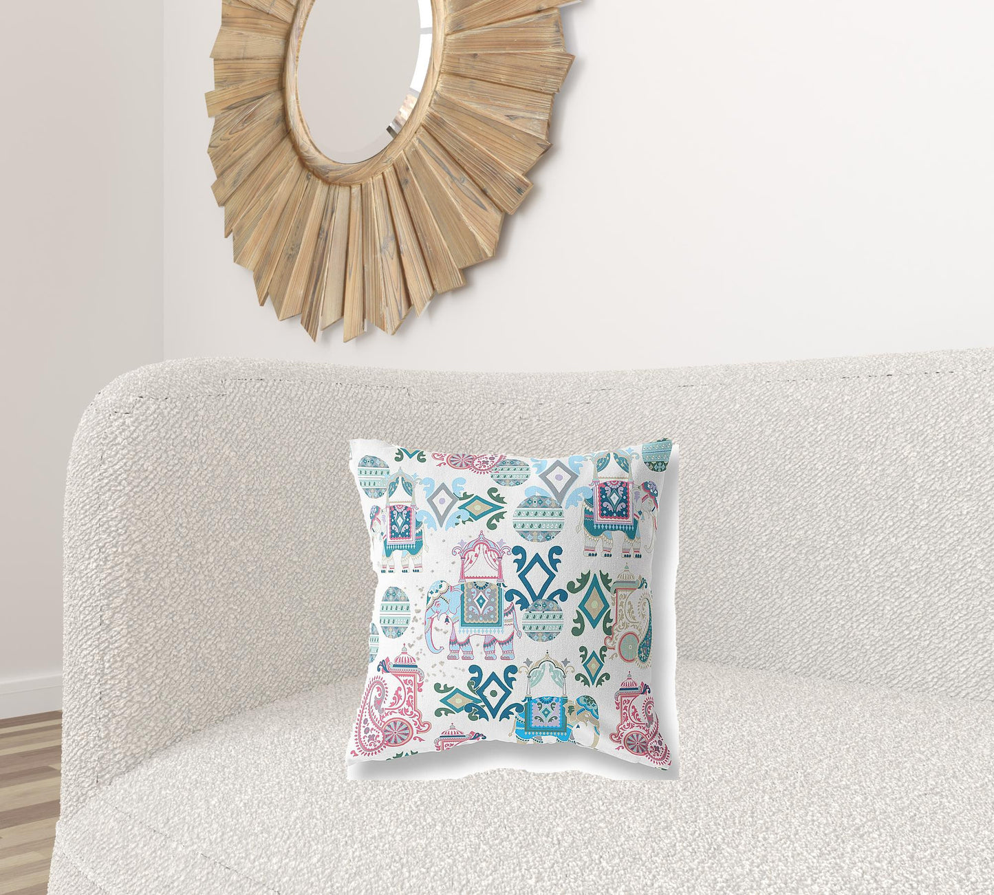 18" X 18" Pink And White Paisley Blown Seam Suede Throw Pillow