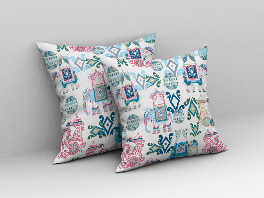 18" X 18" Pink And White Paisley Blown Seam Suede Throw Pillow