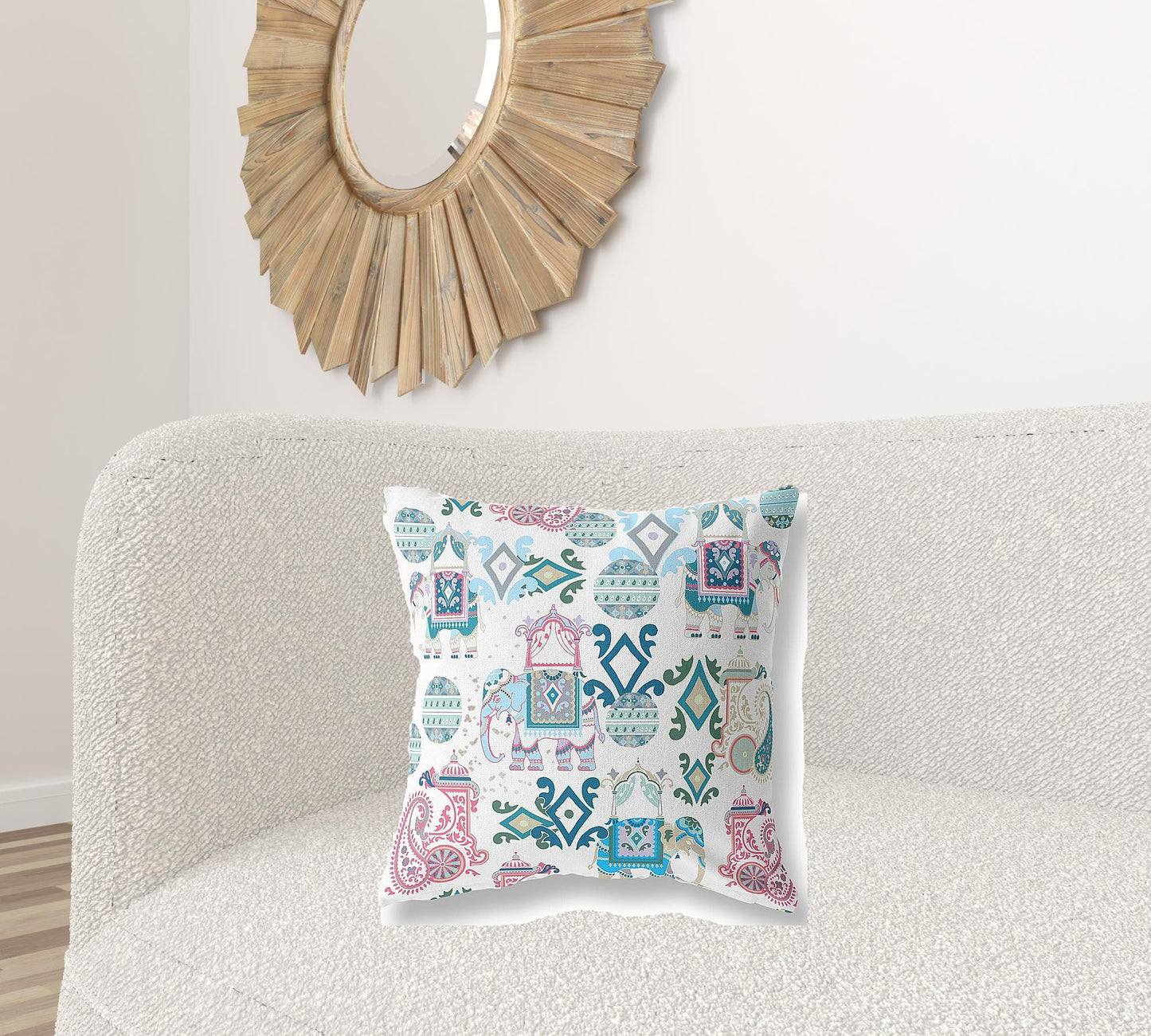 18" X 18" Pink And White Paisley Blown Seam Suede Throw Pillow