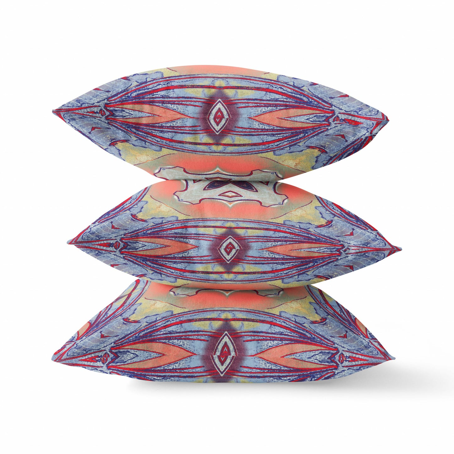 16" X 16" Purple Orange Geometric Zippered Suede Throw Pillow