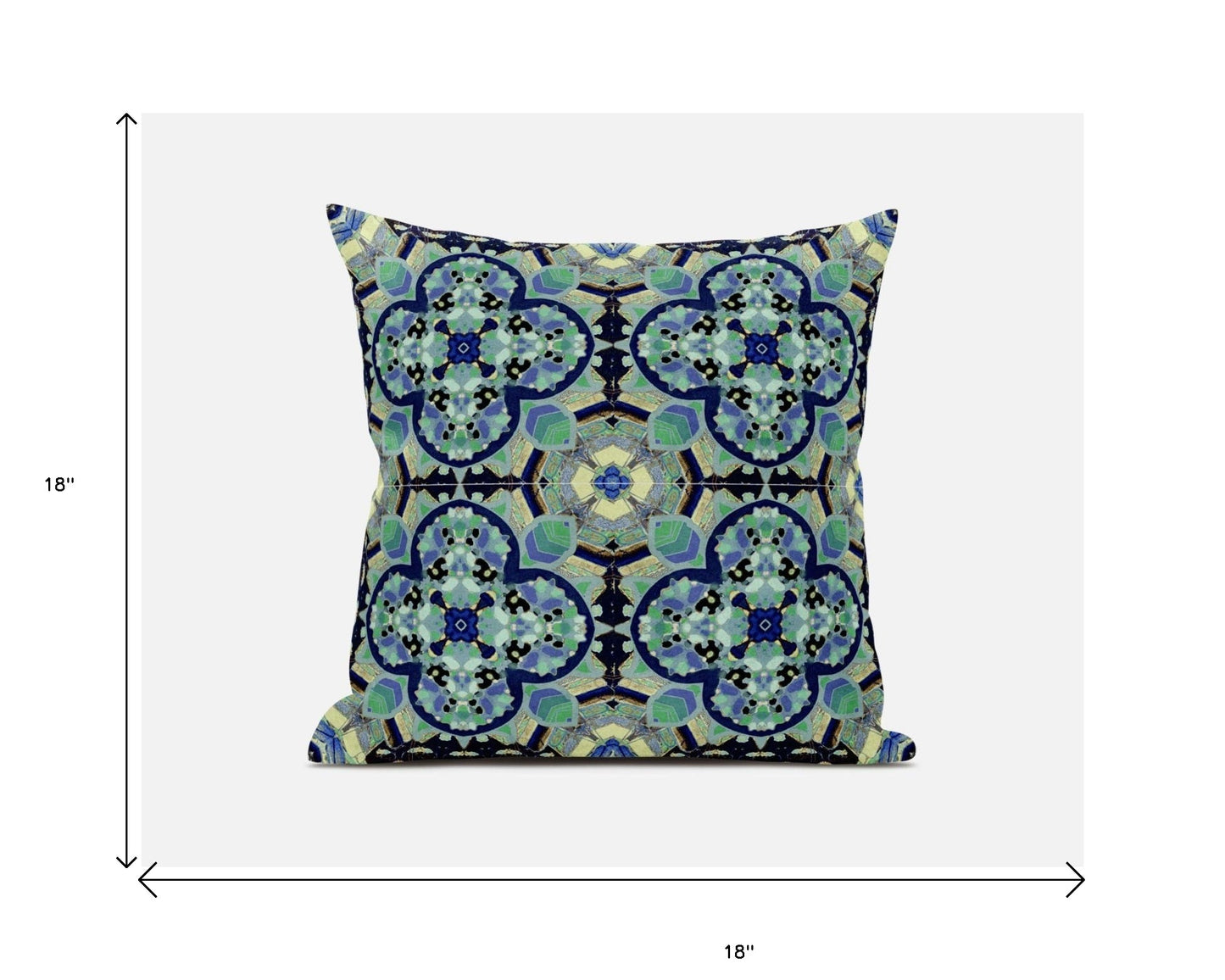 18"X18" Aquamarine Microsuede Quatrefoil Zippered Pillow