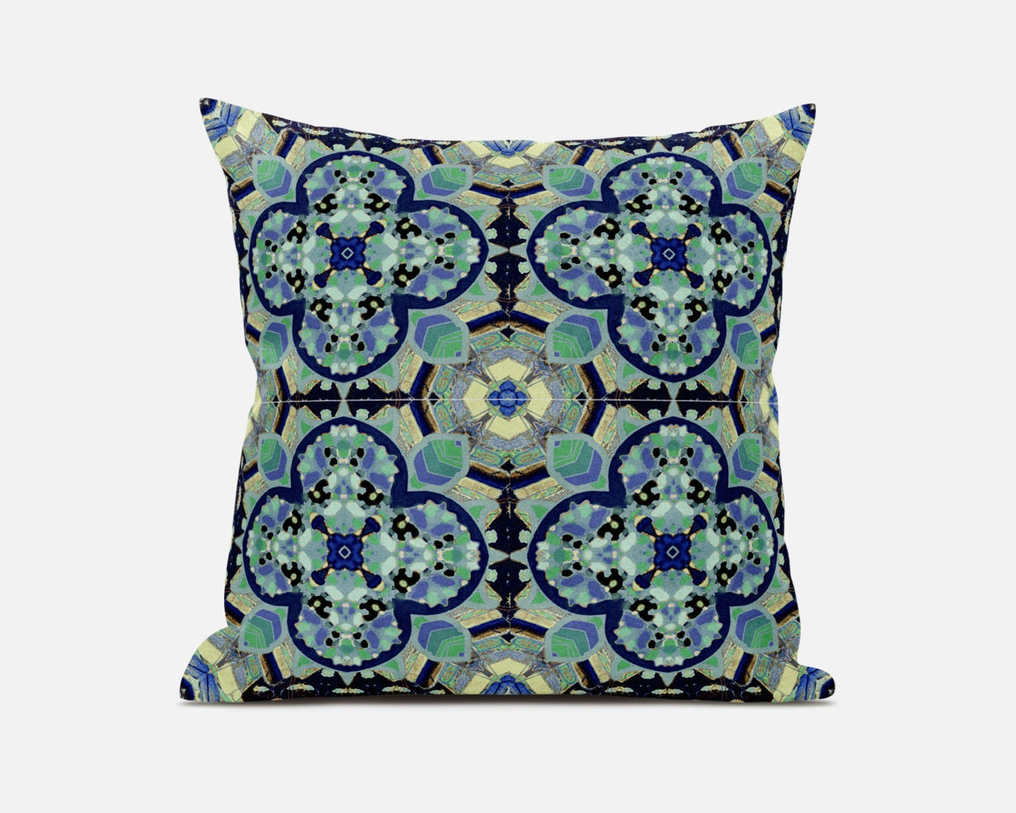 18"X18" Aquamarine Microsuede Quatrefoil Zippered Pillow