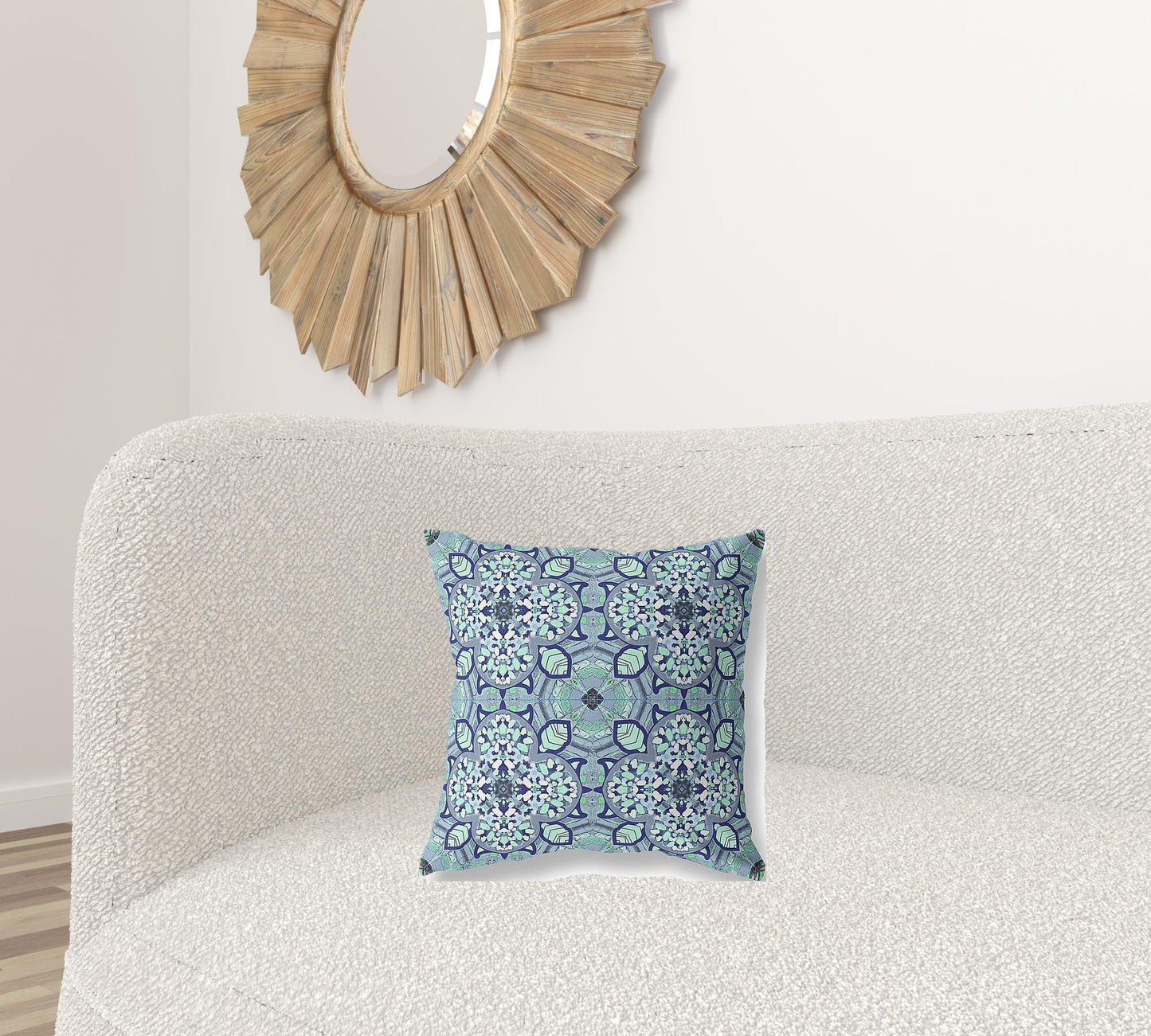 16"X16" Aqua Microsuede Quatrefoil Zippered Pillow