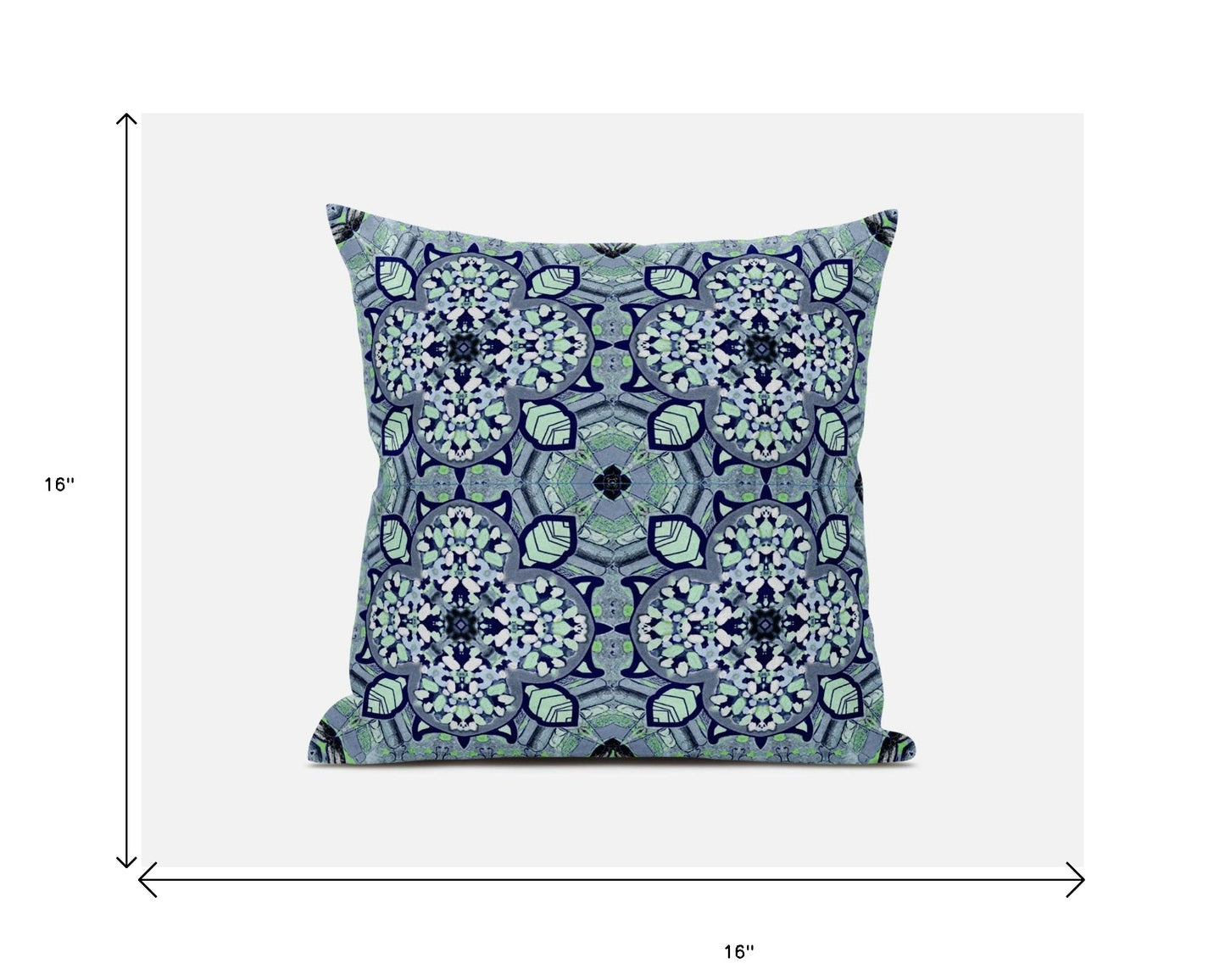16"X16" Aqua Microsuede Quatrefoil Zippered Pillow
