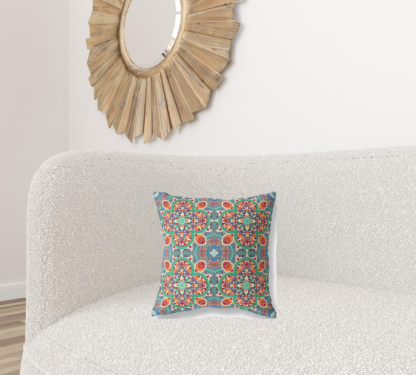 16"X16" Orange Microsuede Quatrefoil Zippered Pillow