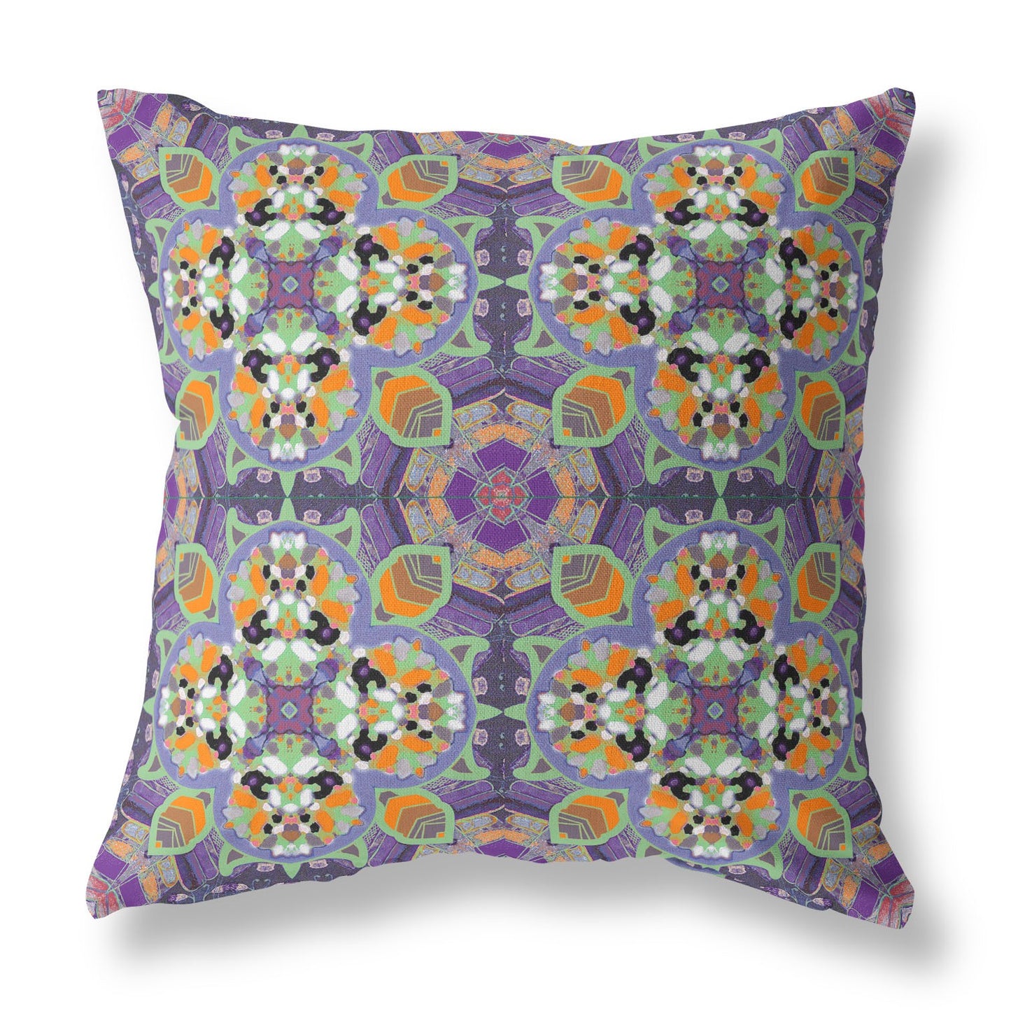 18" X 18" Purple and Orange Quatrefoil Suede Zippered Pillow