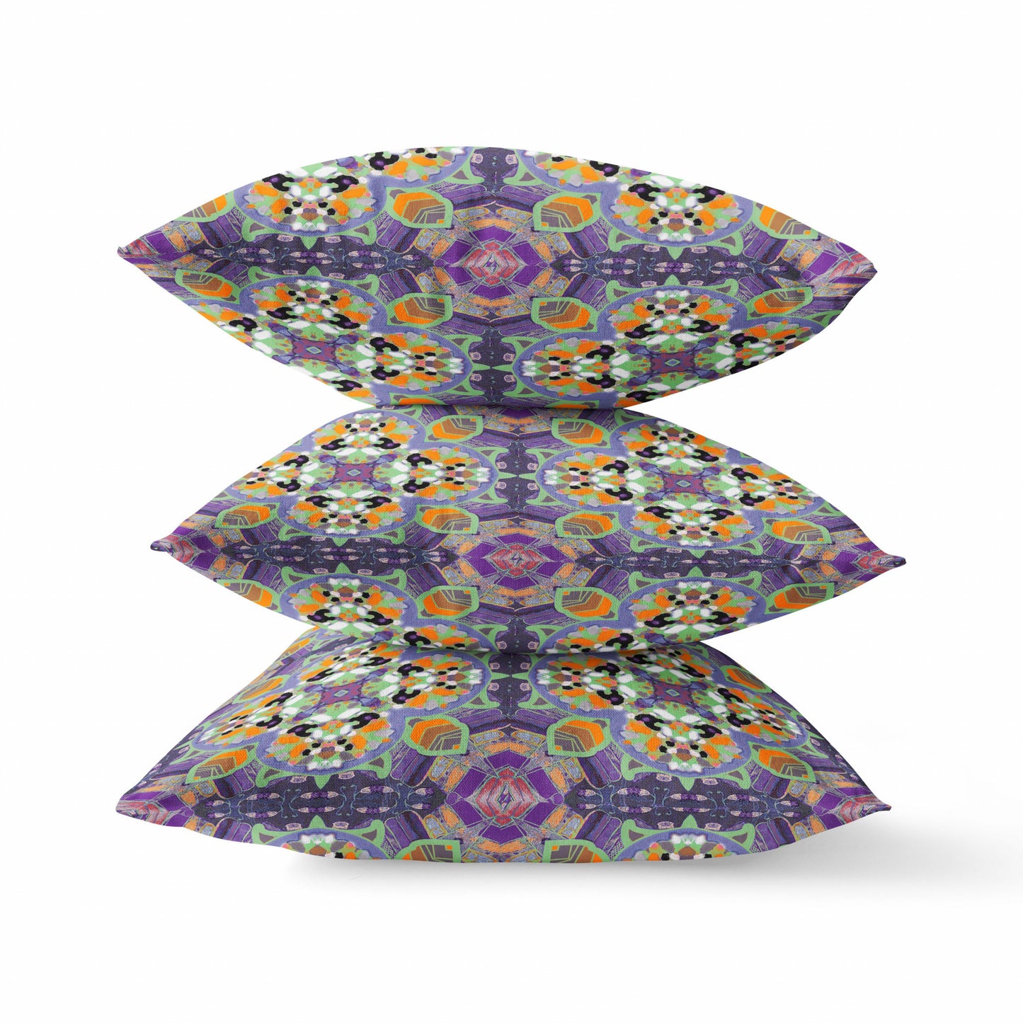 18" X 18" Purple and Orange Quatrefoil Suede Zippered Pillow