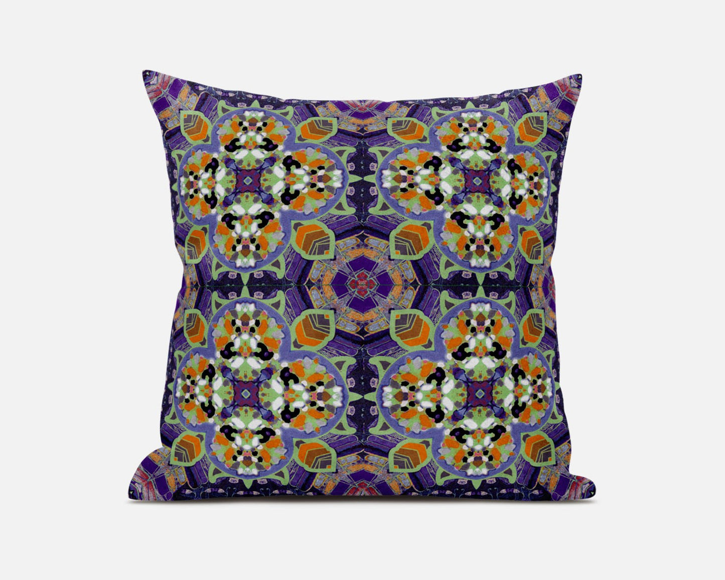 18" X 18" Purple and Orange Quatrefoil Suede Zippered Pillow