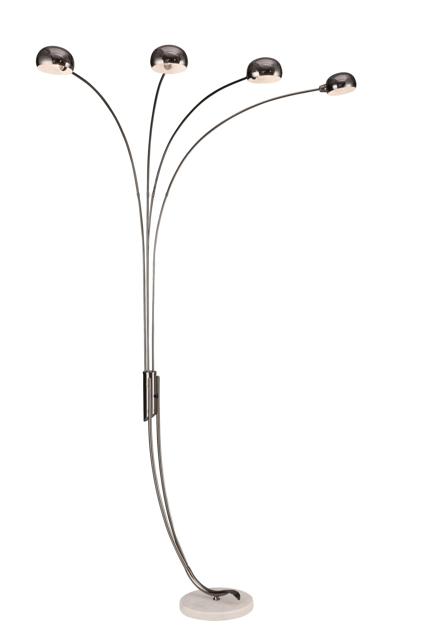 88" Black Four Light Arched Floor Lamp With Black Dome Shade