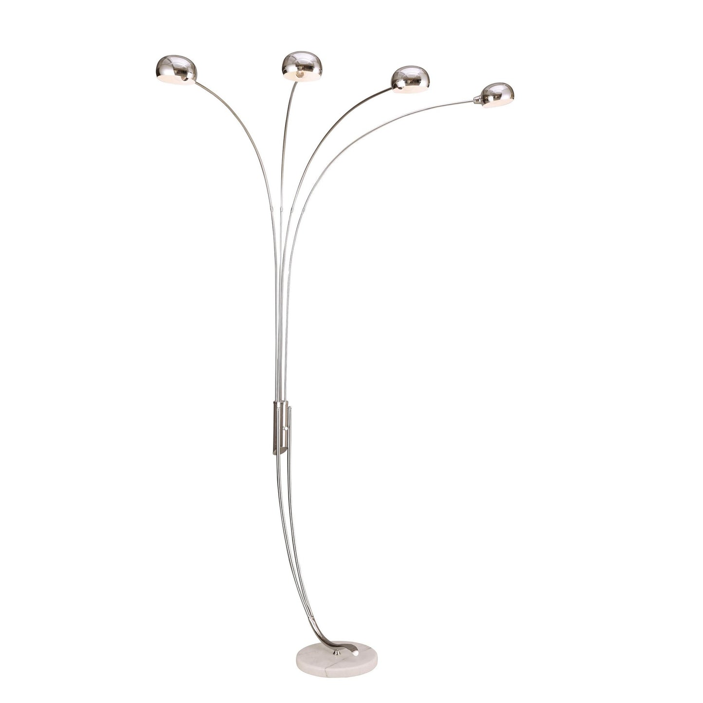 88" Steel Four Light Arched Floor Lamp With Silver Dome Shade