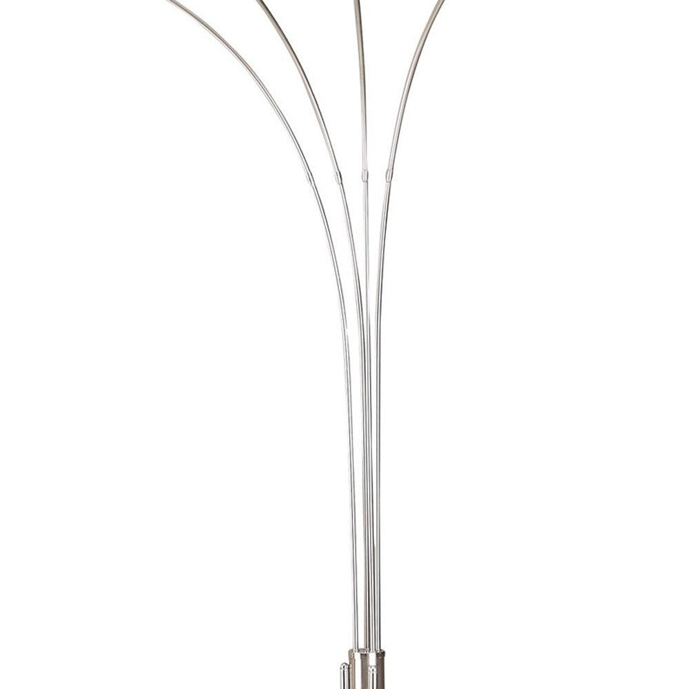 88" Steel Four Light Arched Floor Lamp With Silver Dome Shade