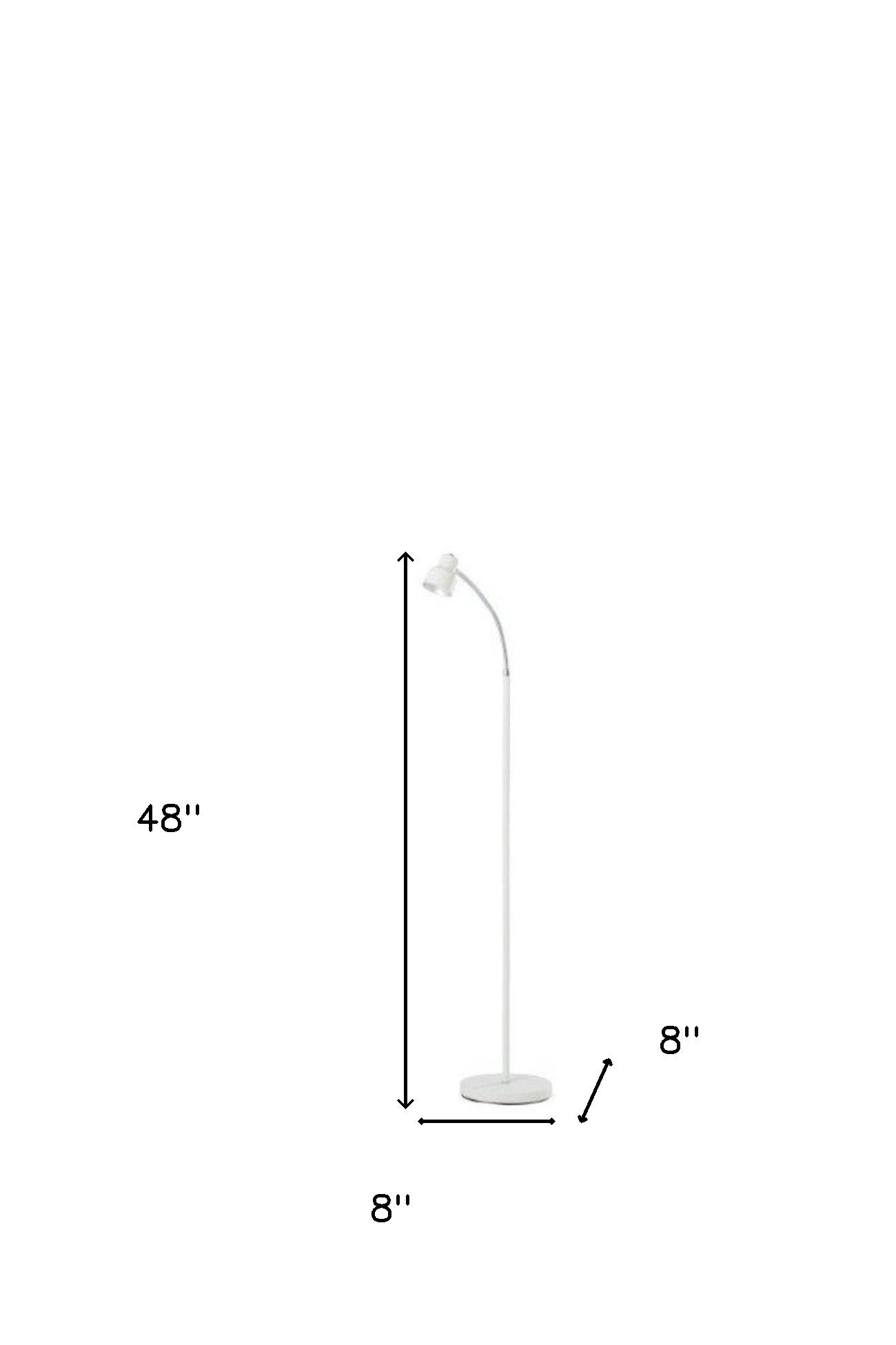 48" White LED Arched Floor Lamp With White Bell Shade
