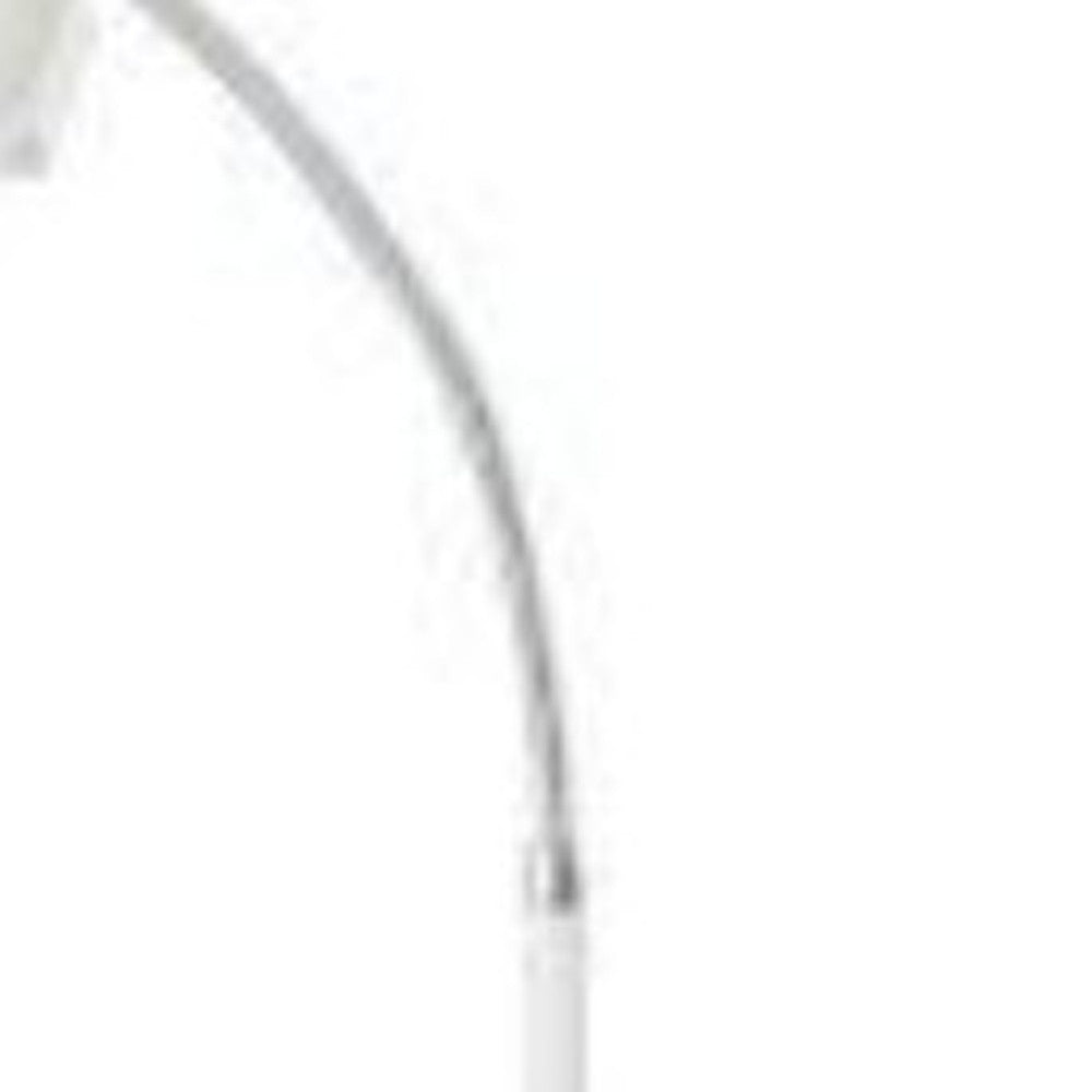 48" White LED Arched Floor Lamp With White Bell Shade