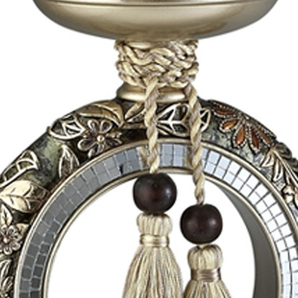 Set Of Two Gold Tabletop Pillar Candle Holder