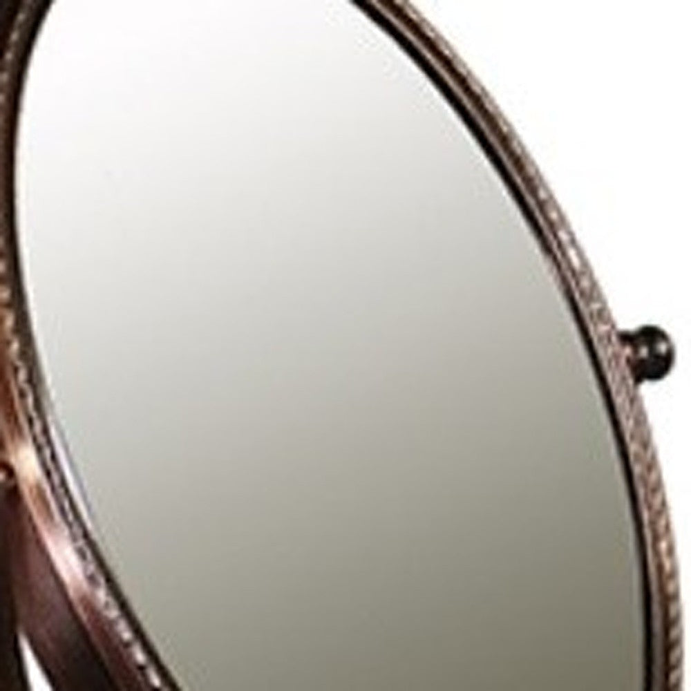 Copper Round Makeup Shaving Tabletop Metal Mirror