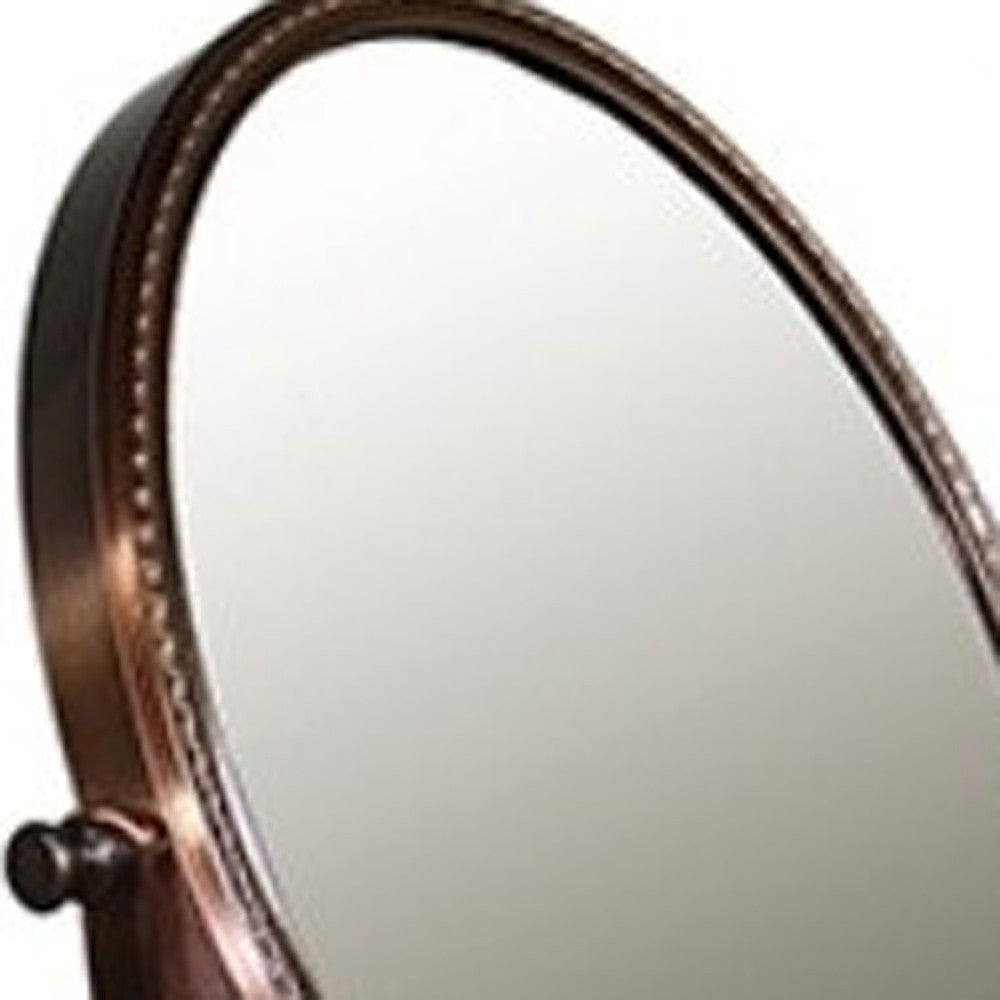 Copper Round Makeup Shaving Tabletop Metal Mirror