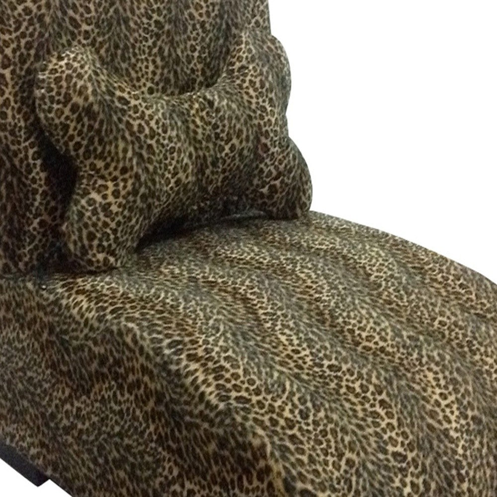 23" Cheetah Print Upholstered Chaise Lounge Dog Bed with Pillow