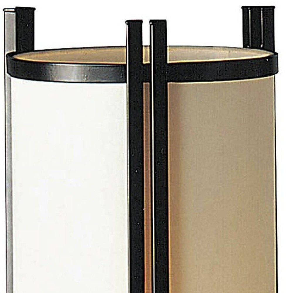 24" Brown Metal Bedside Table Lamp With Off-White Shade