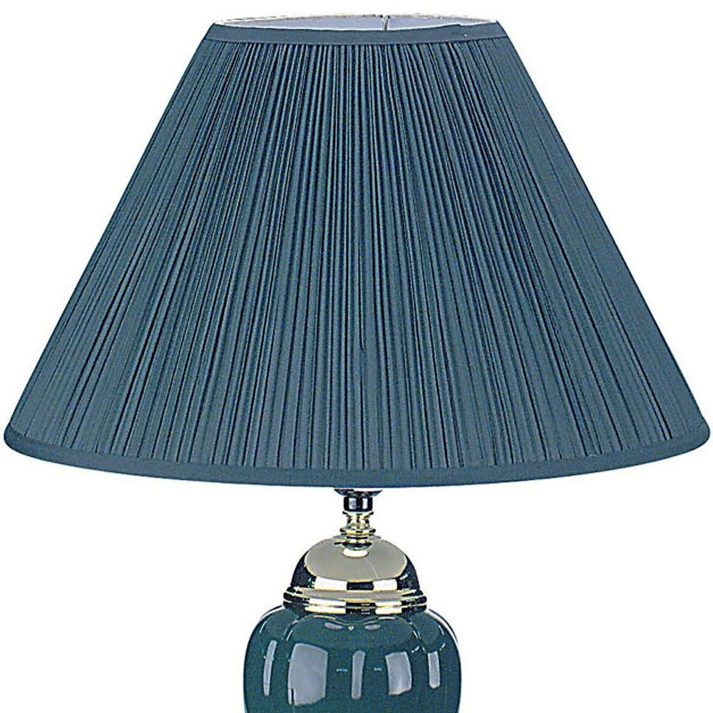 27" Gold Ceramic Bedside Table Lamp With Black Empire Shade