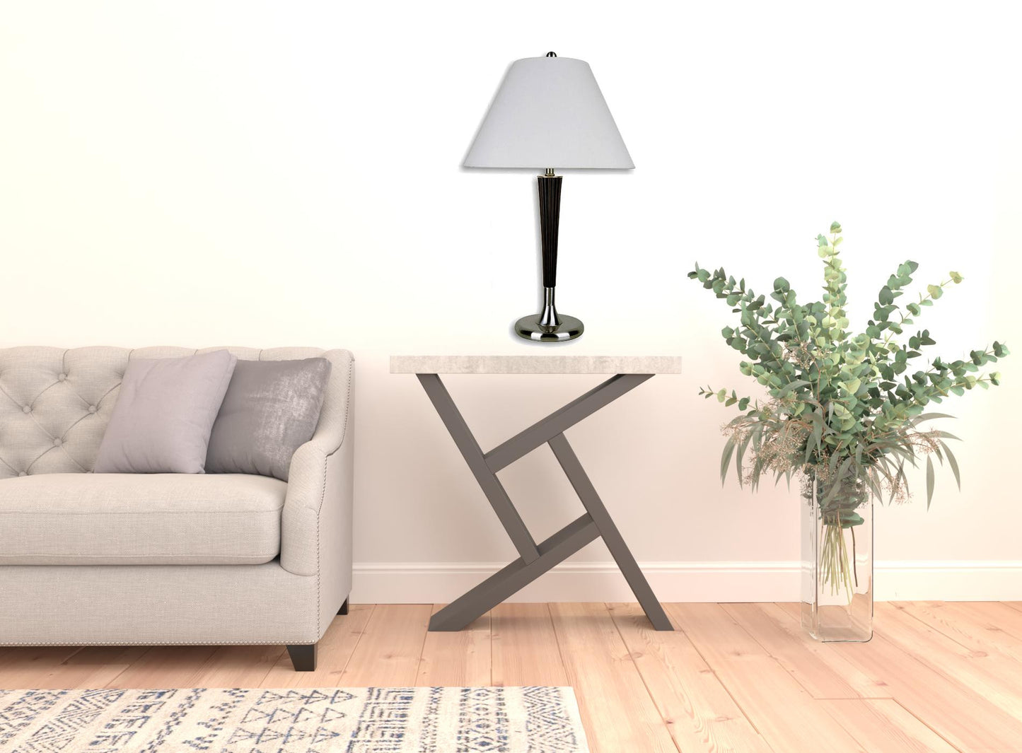 29" Brown Walnut Candlestick Table Lamp With White Classic Empire Shade