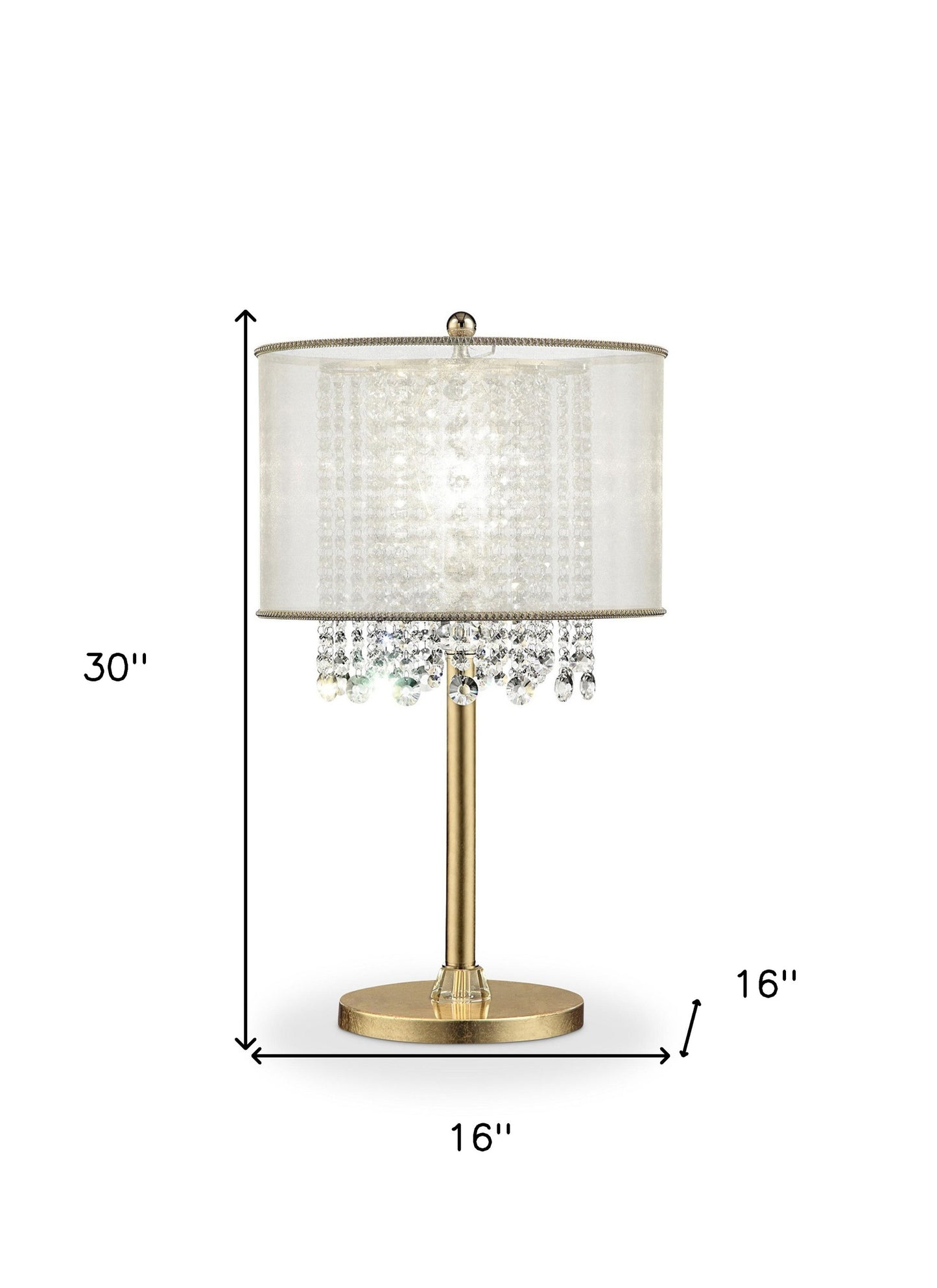 Primo Gold Finish Table Lamp with Crystal Accents and White Shade
