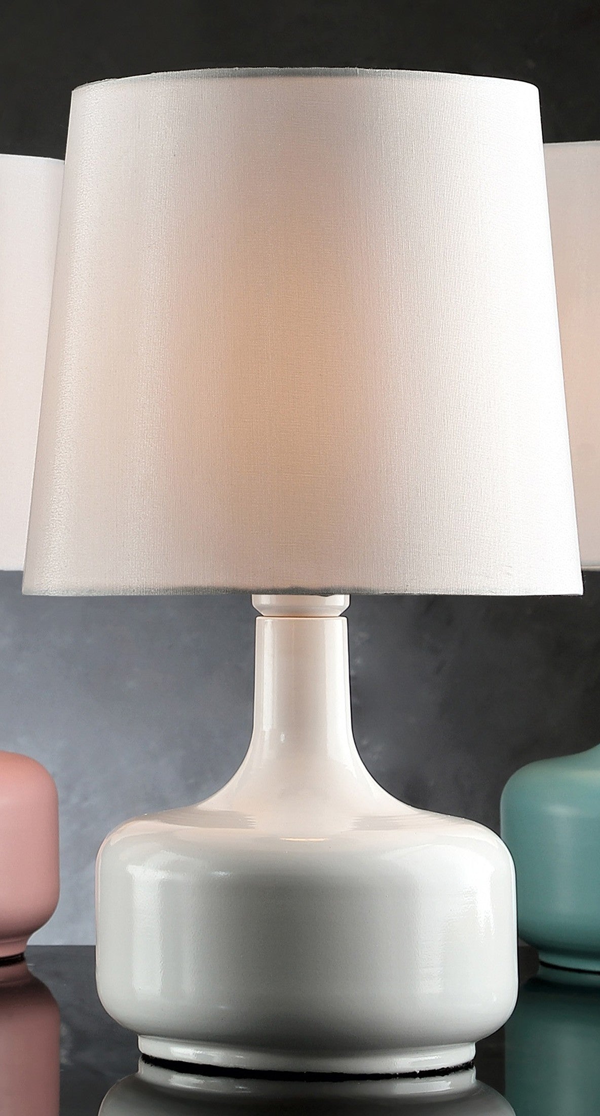 17" Pink Metal Bedside Table Lamp With White Shade
