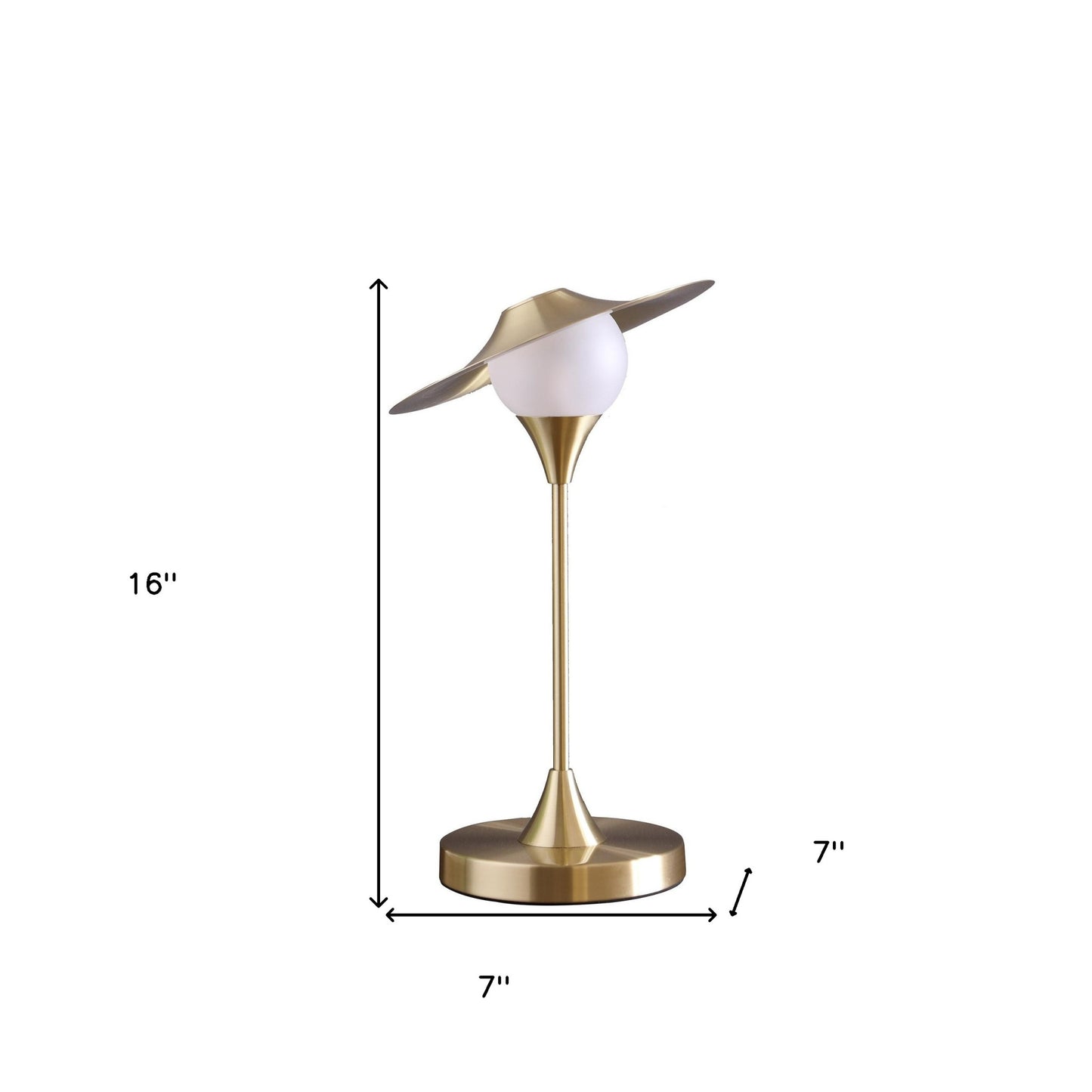 16" Gold Globe Led Table Lamp With Gold Novelty Shade