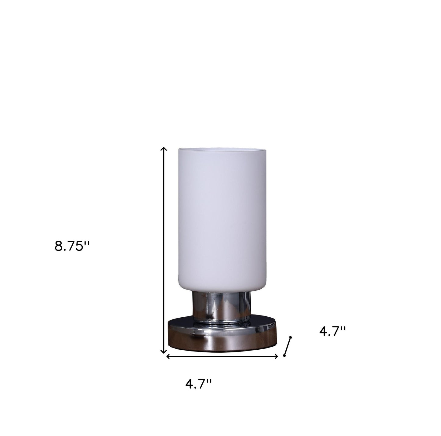9" Silver Bedside Table Lamp With White Drum Shade
