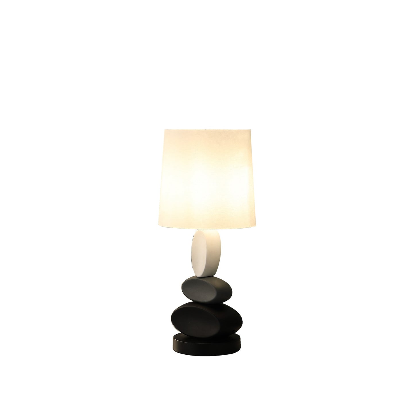 19" Black Bedside Led Table Lamp With White Empire Shade