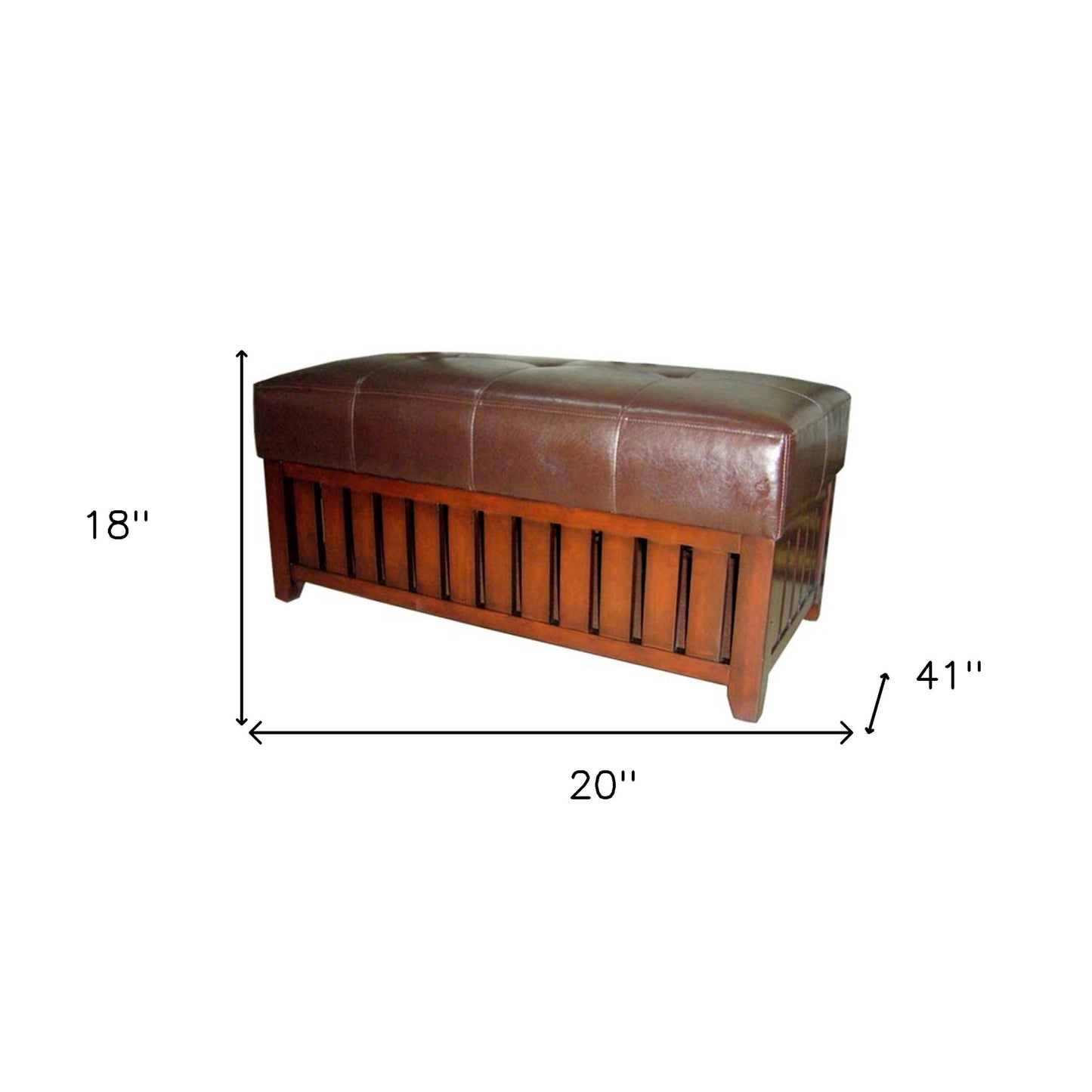 20" Brown Upholstered Faux Leather Bench with Flip top
