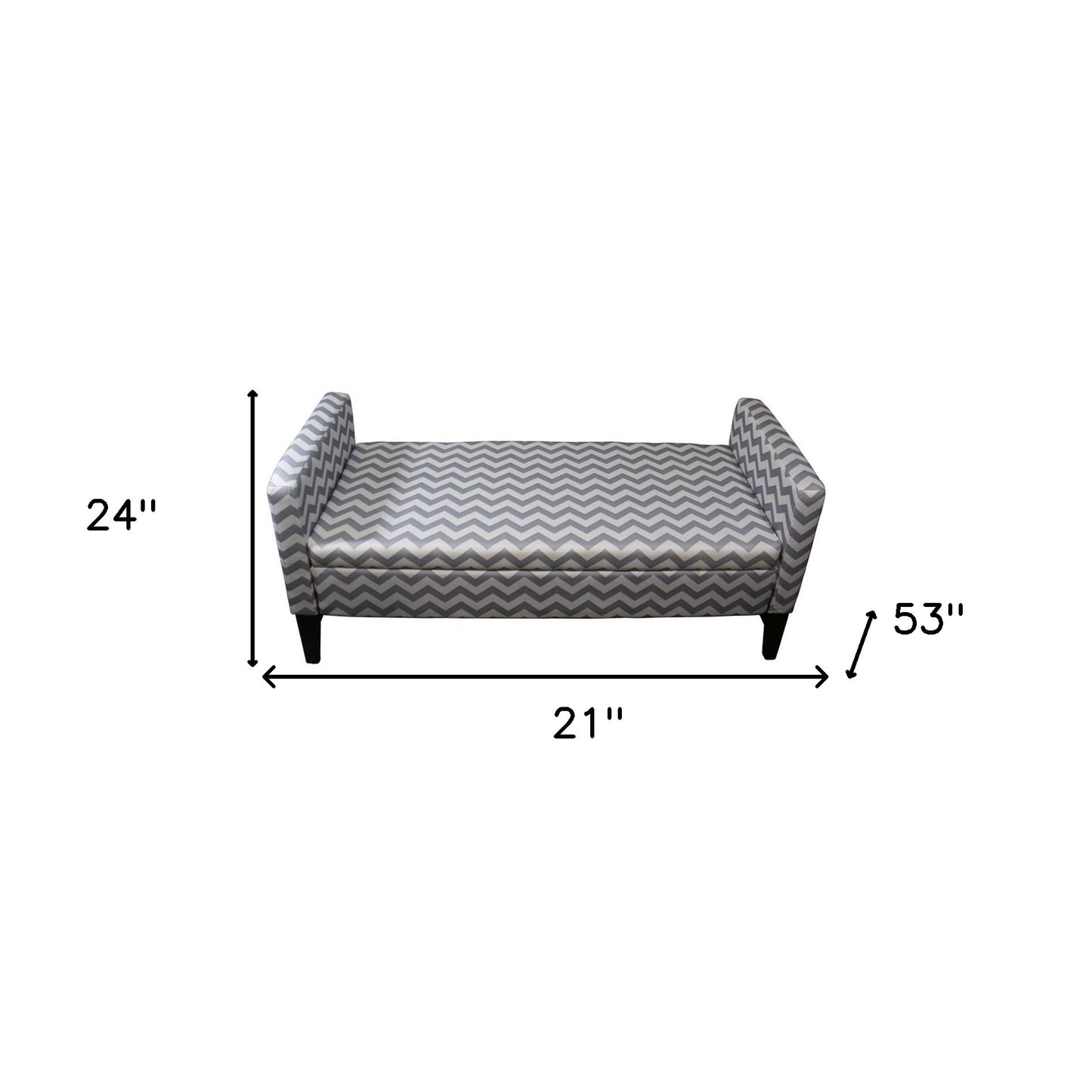 Modern Gray and White Chevron Print Storage Bench