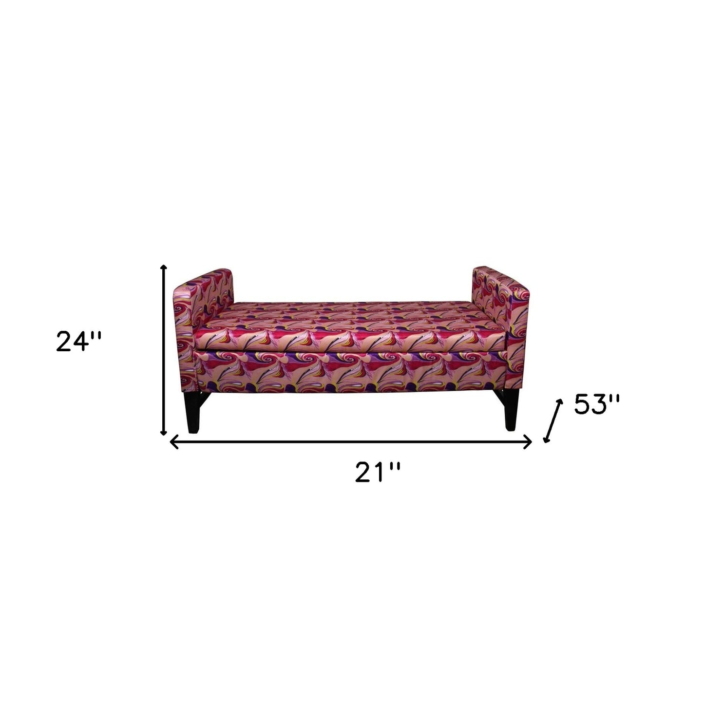 Modern Hot Pink and Purple Abstract Print Storage Bench
